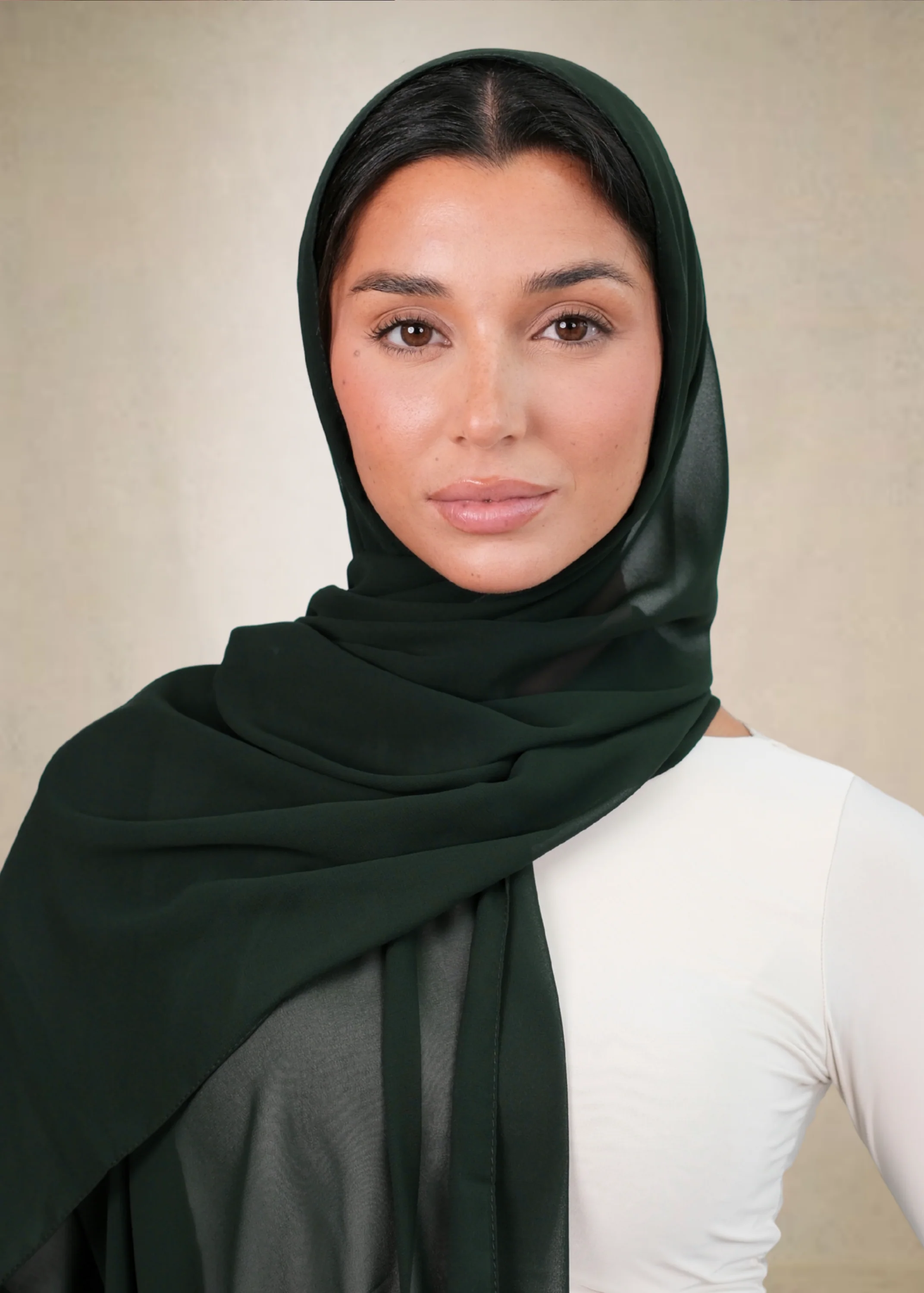 Dark Green Chiffon Hijab - Image 3