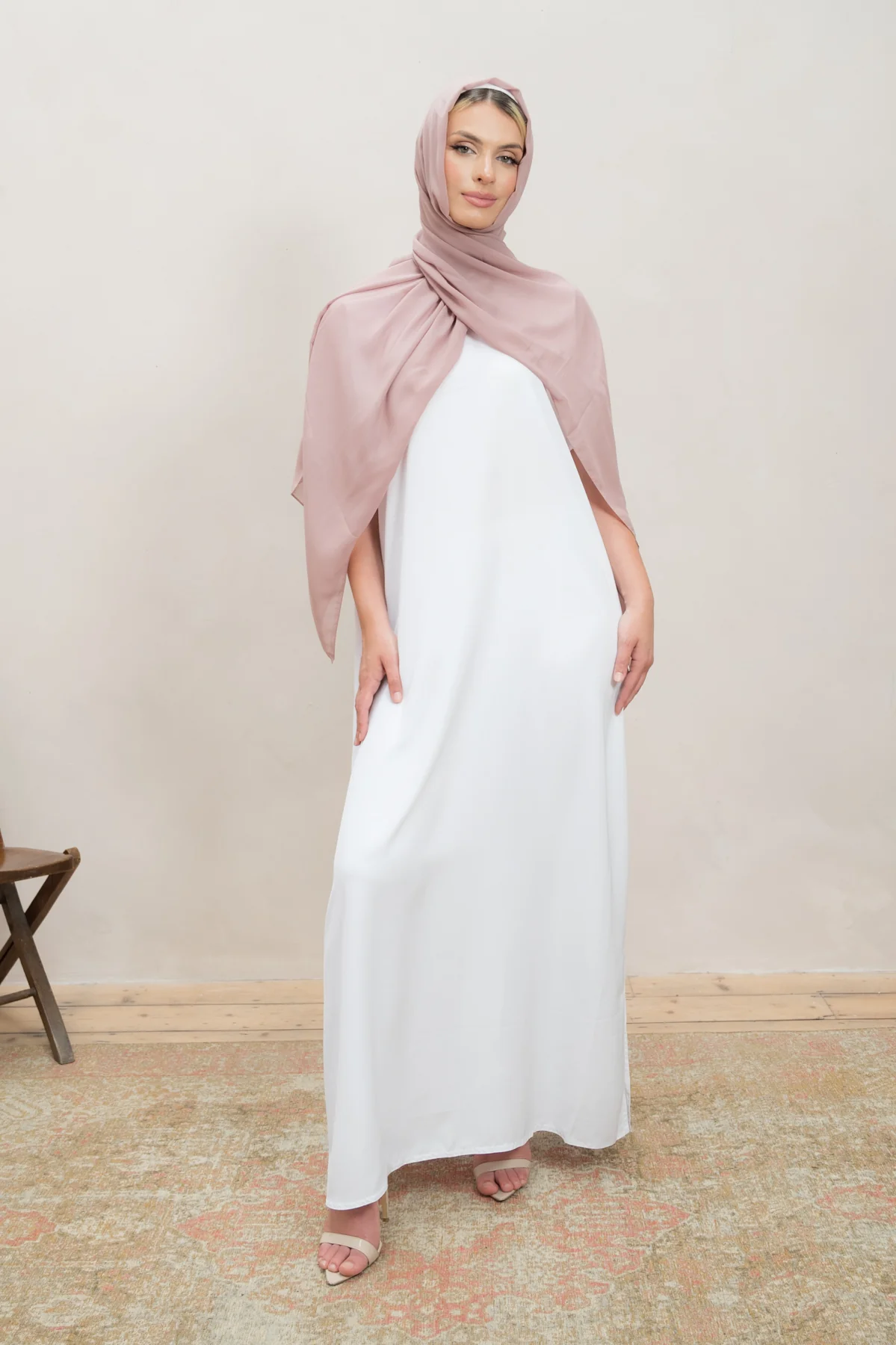 White Short Sleeve Slip Dress - Image 3