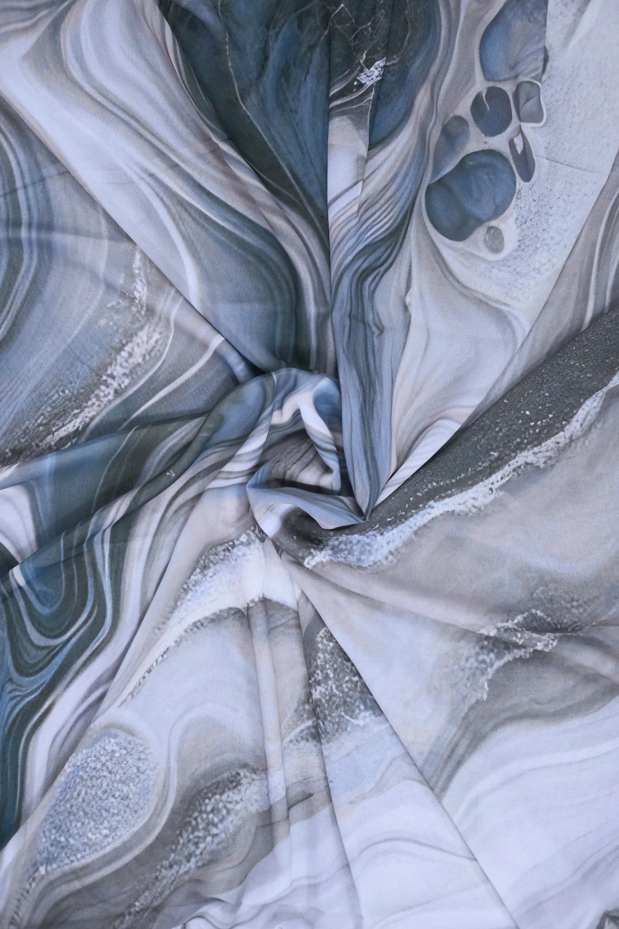 Stone Flow Blue Printed Hijab - Image 4