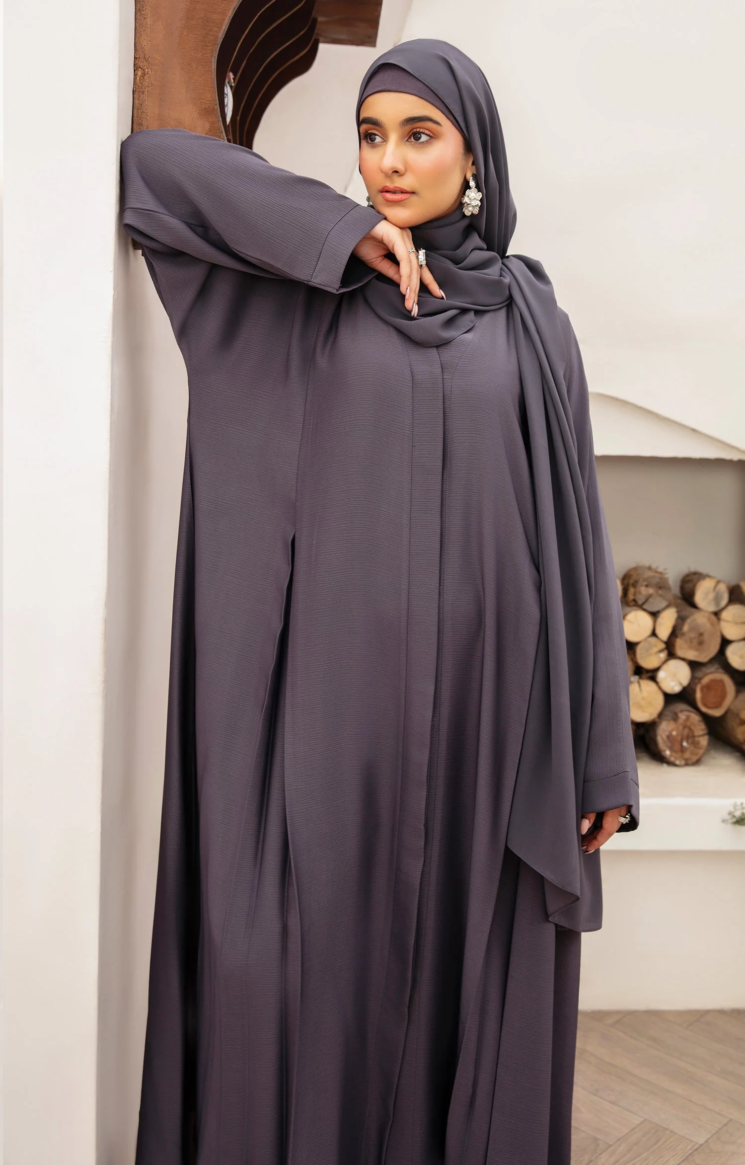 Grey Melange Abaya - Image 2