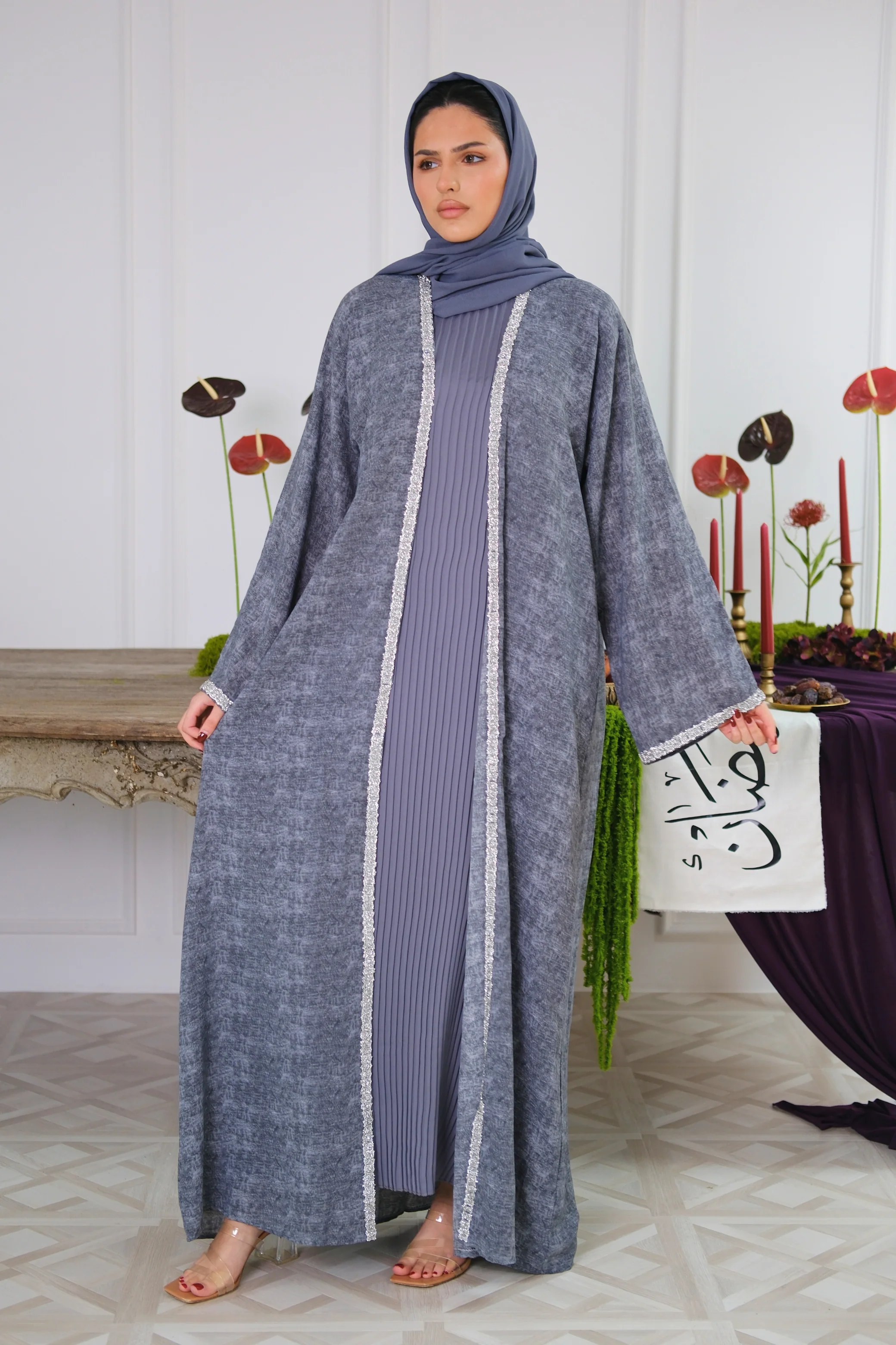 Ashen Drape Abaya - Image 6