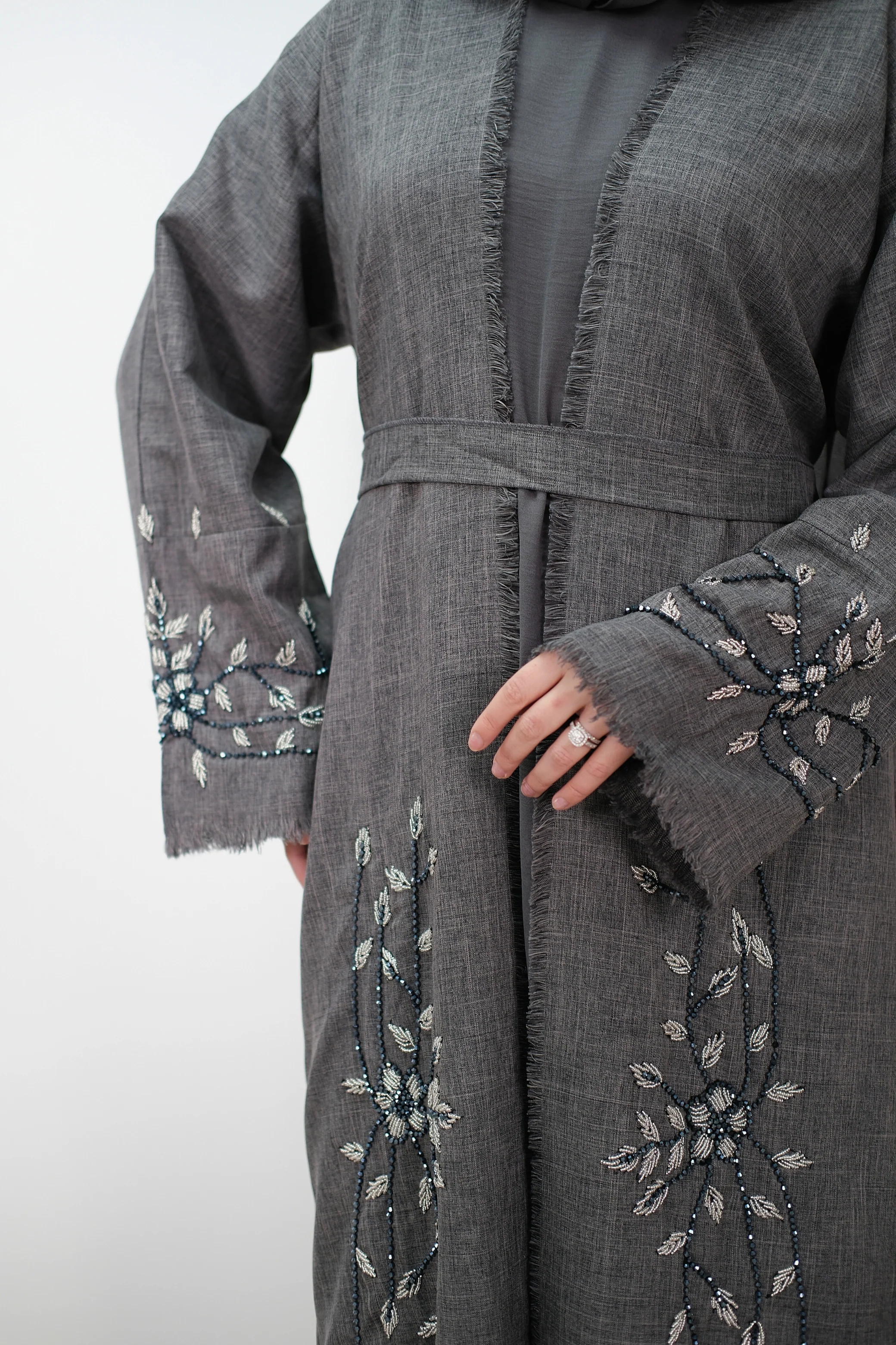 Charcoal Bloom Abaya - Image 2