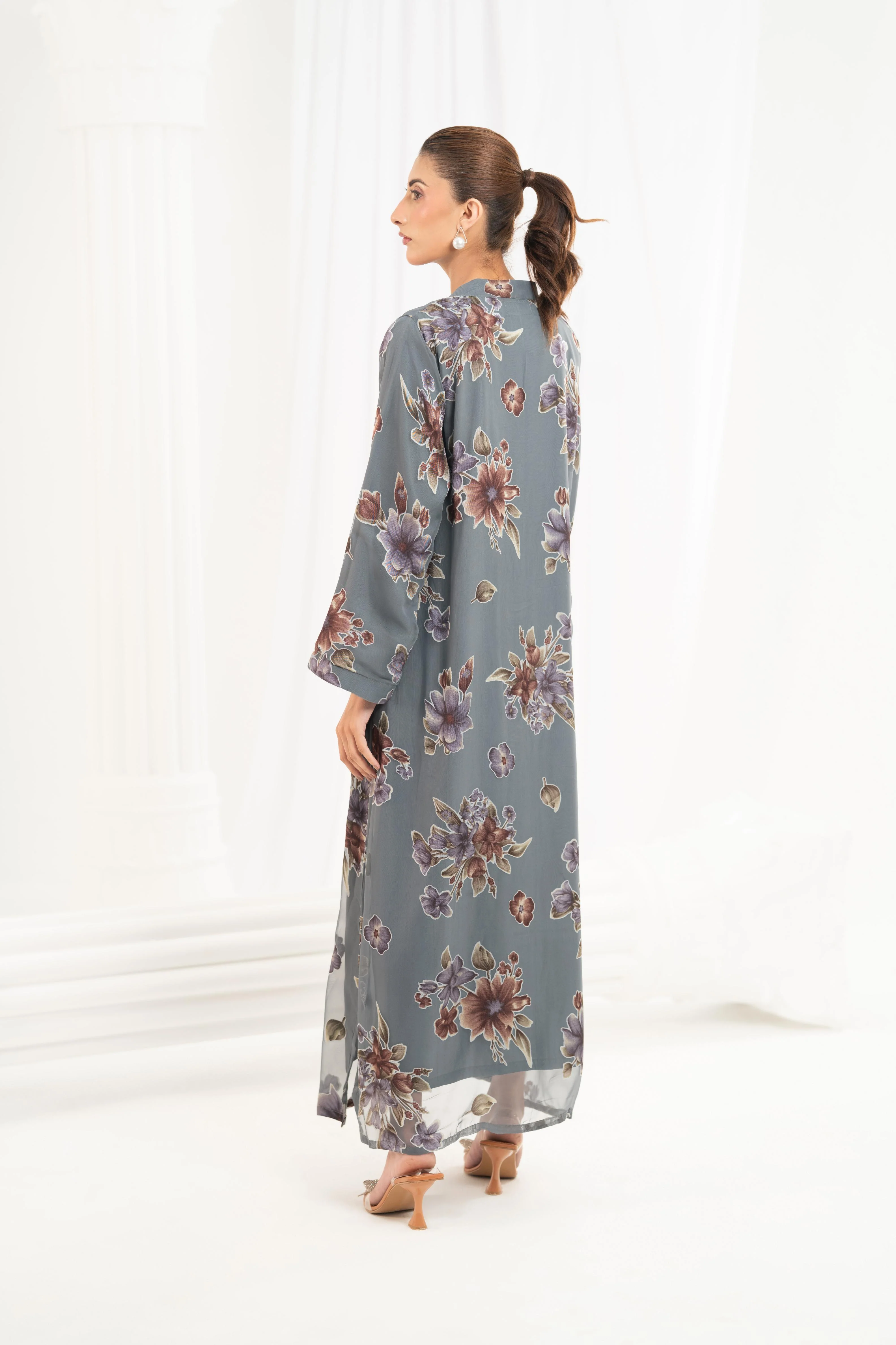Slate Blossom Printed Dress - Image 10