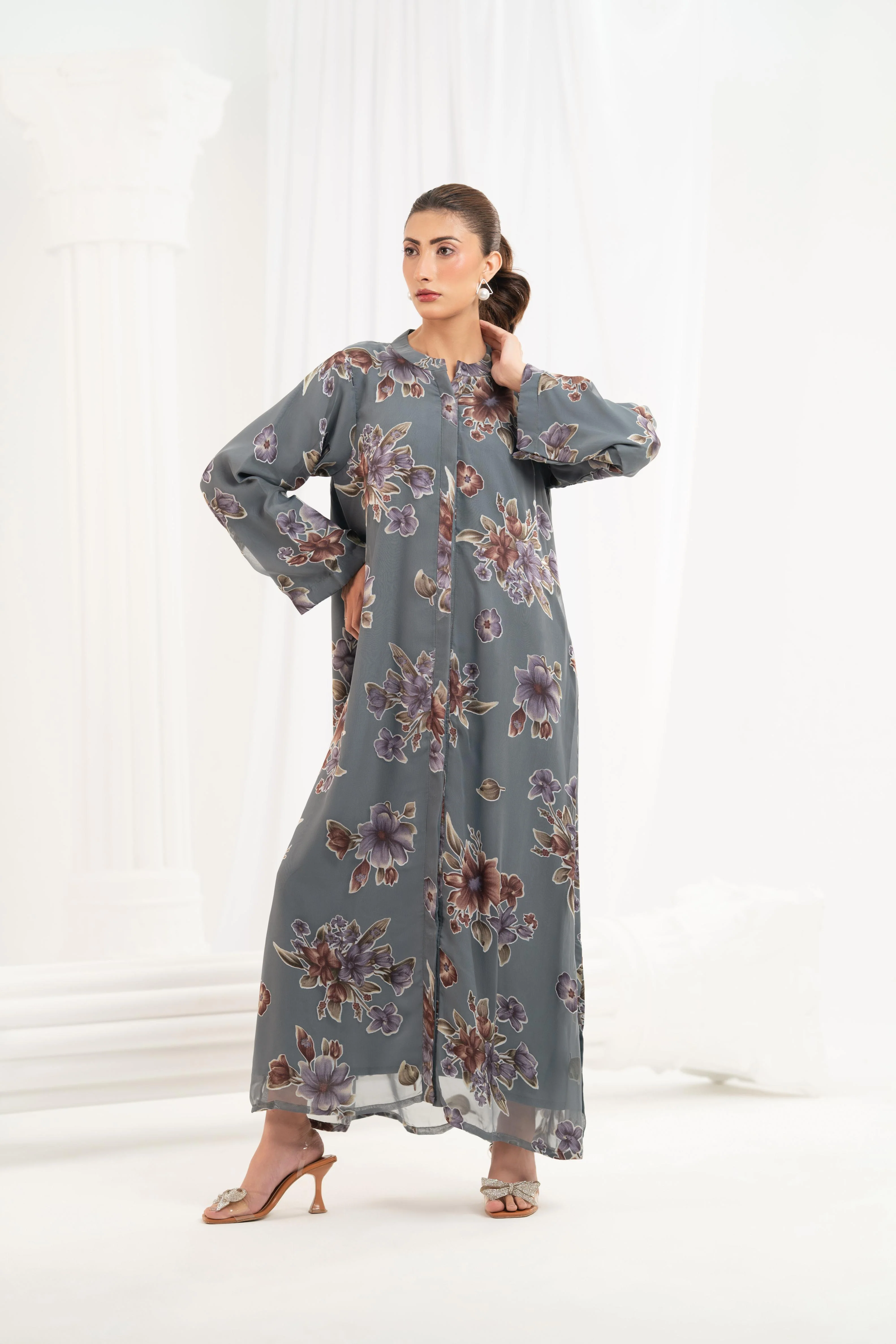 Slate Blossom Printed Dress - Image 2
