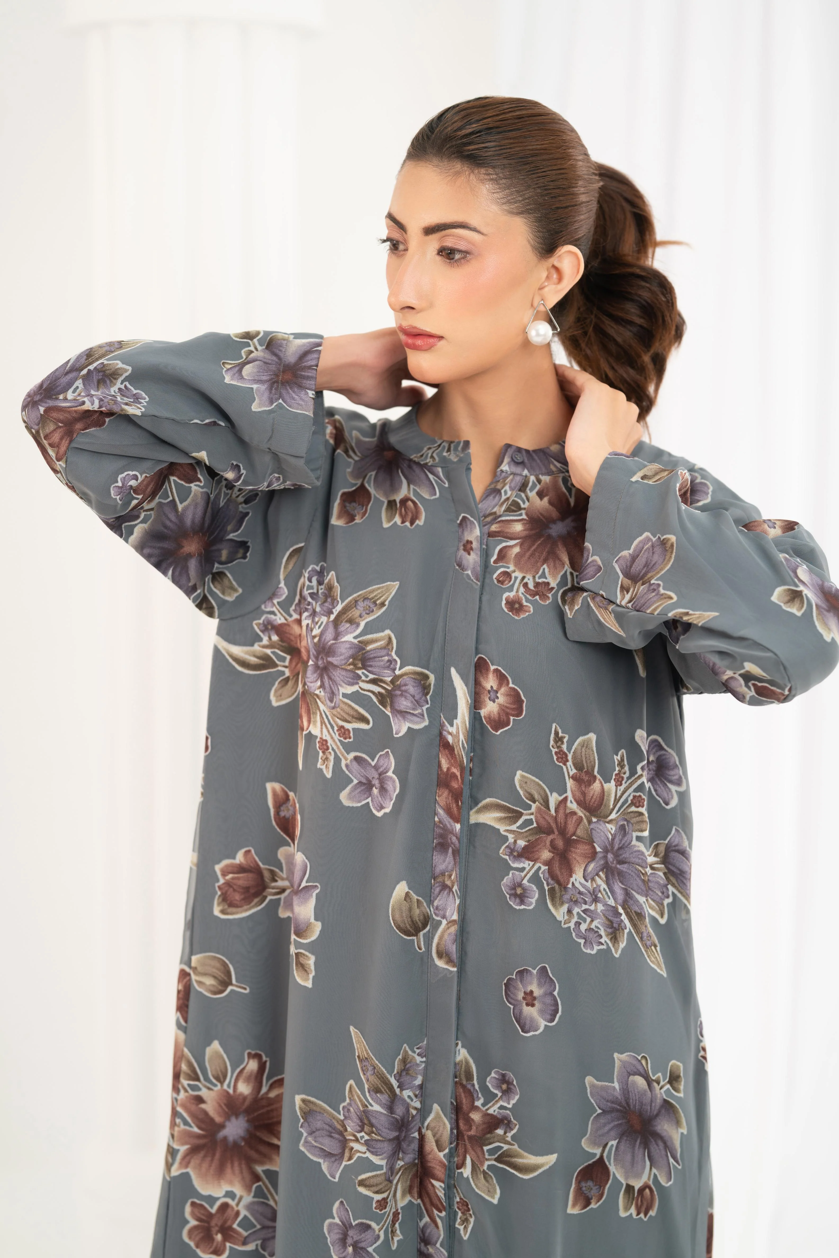 Slate Blossom Printed Dress - Image 7