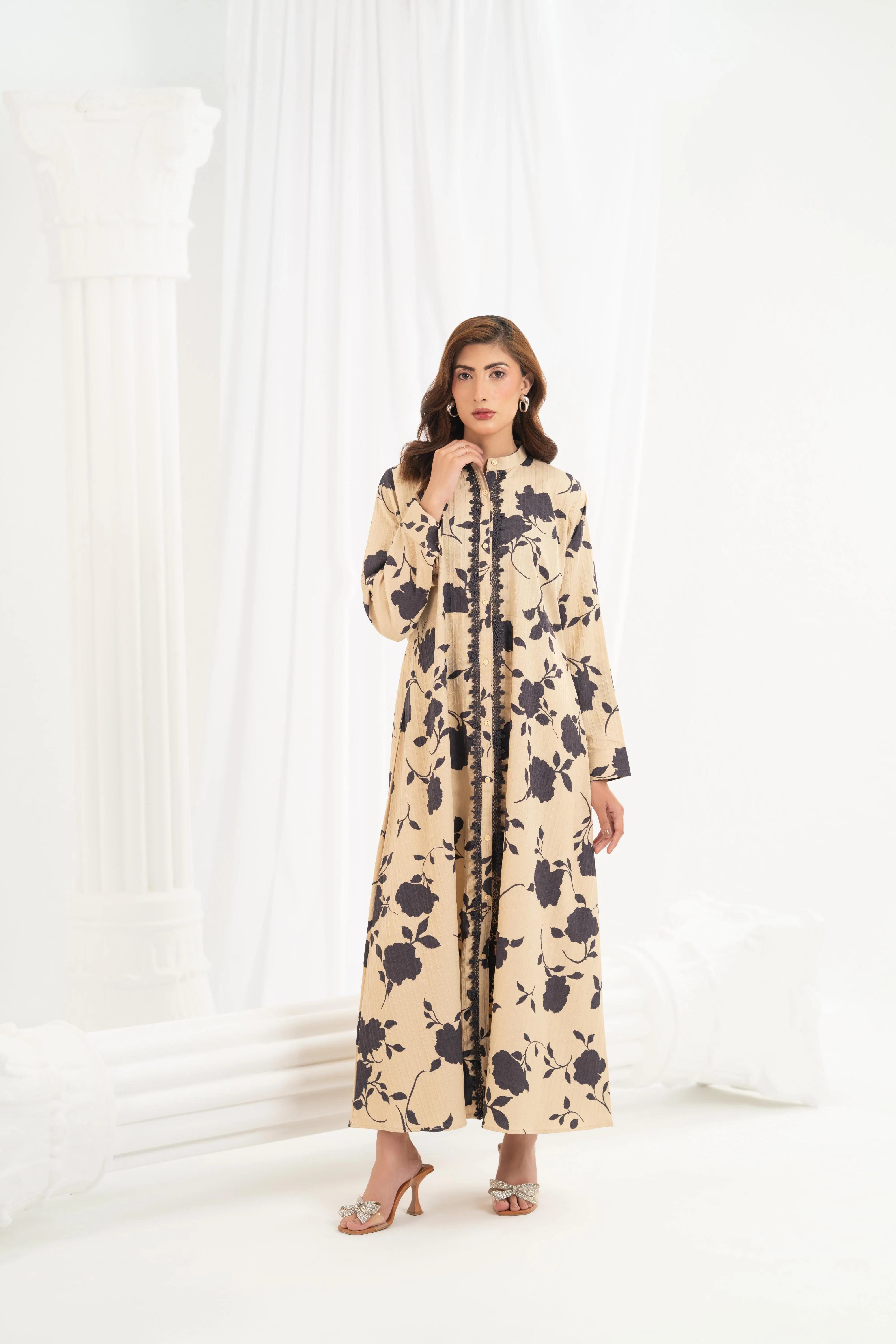 Classic Floral Button Dress - Image 3