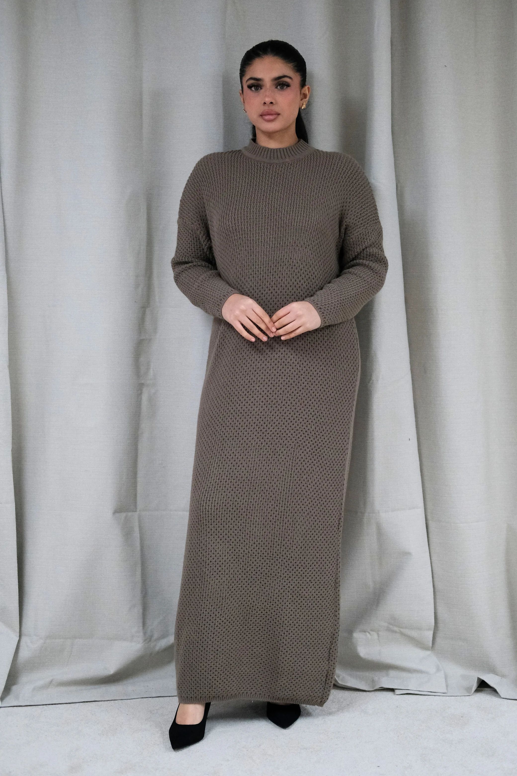 Alma Mocha Knit Dress - Image 5