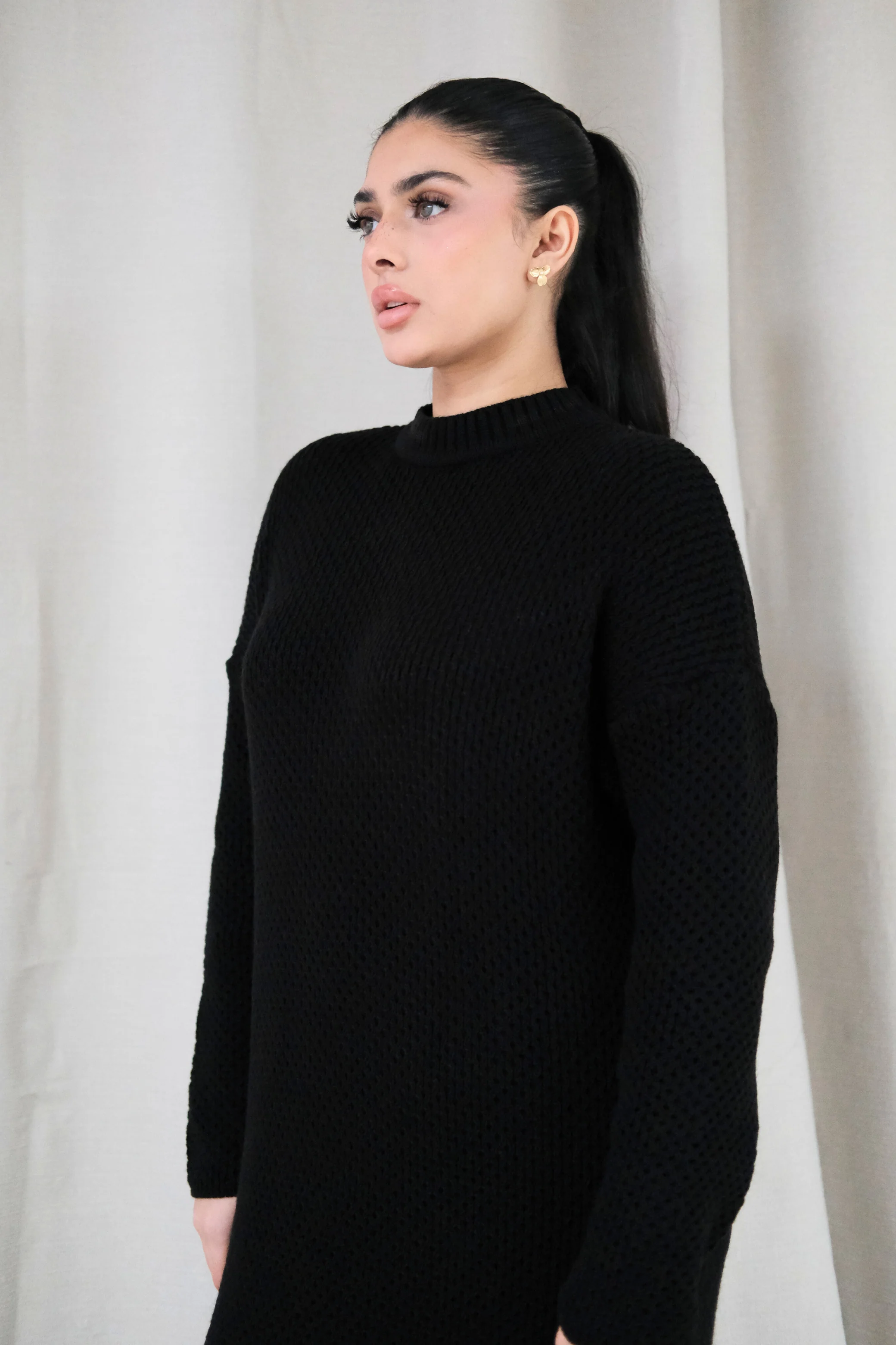 Alma Black Knit Dress - Image 2