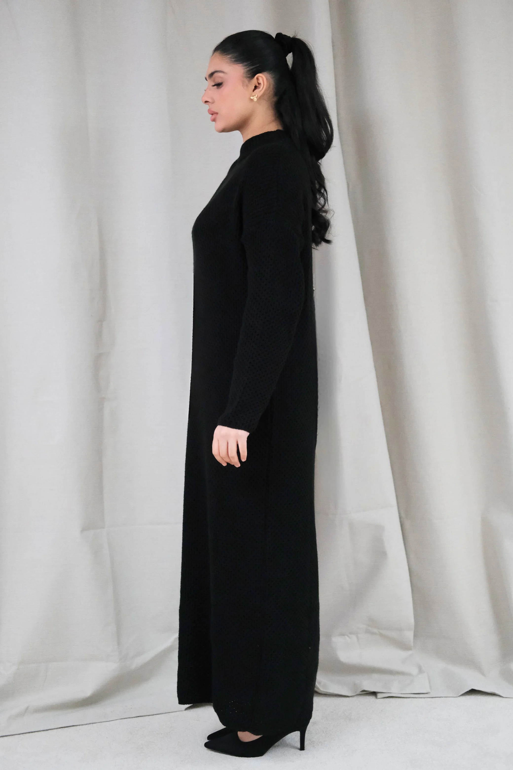 Alma Black Knit Dress - Image 3