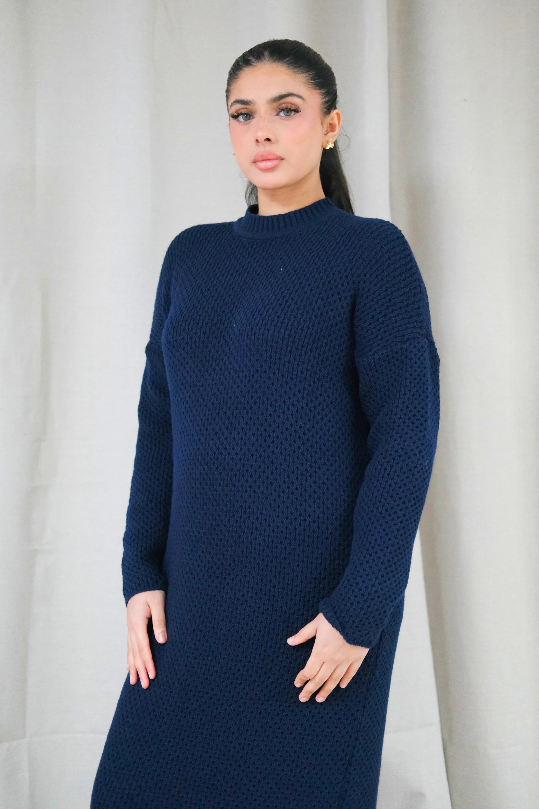 Alma Navy Knit Dress - Image 2