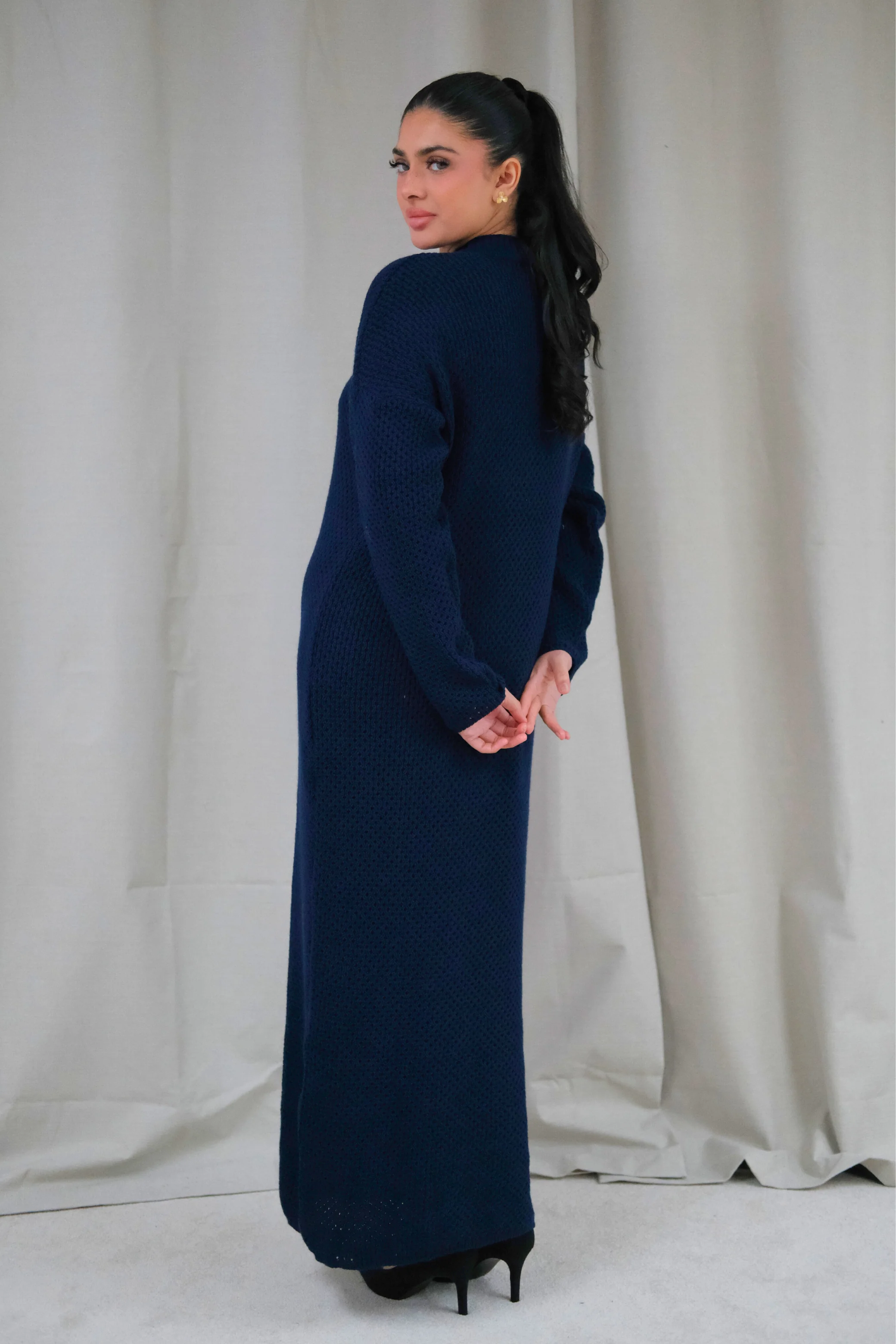 Alma Navy Knit Dress - Image 3