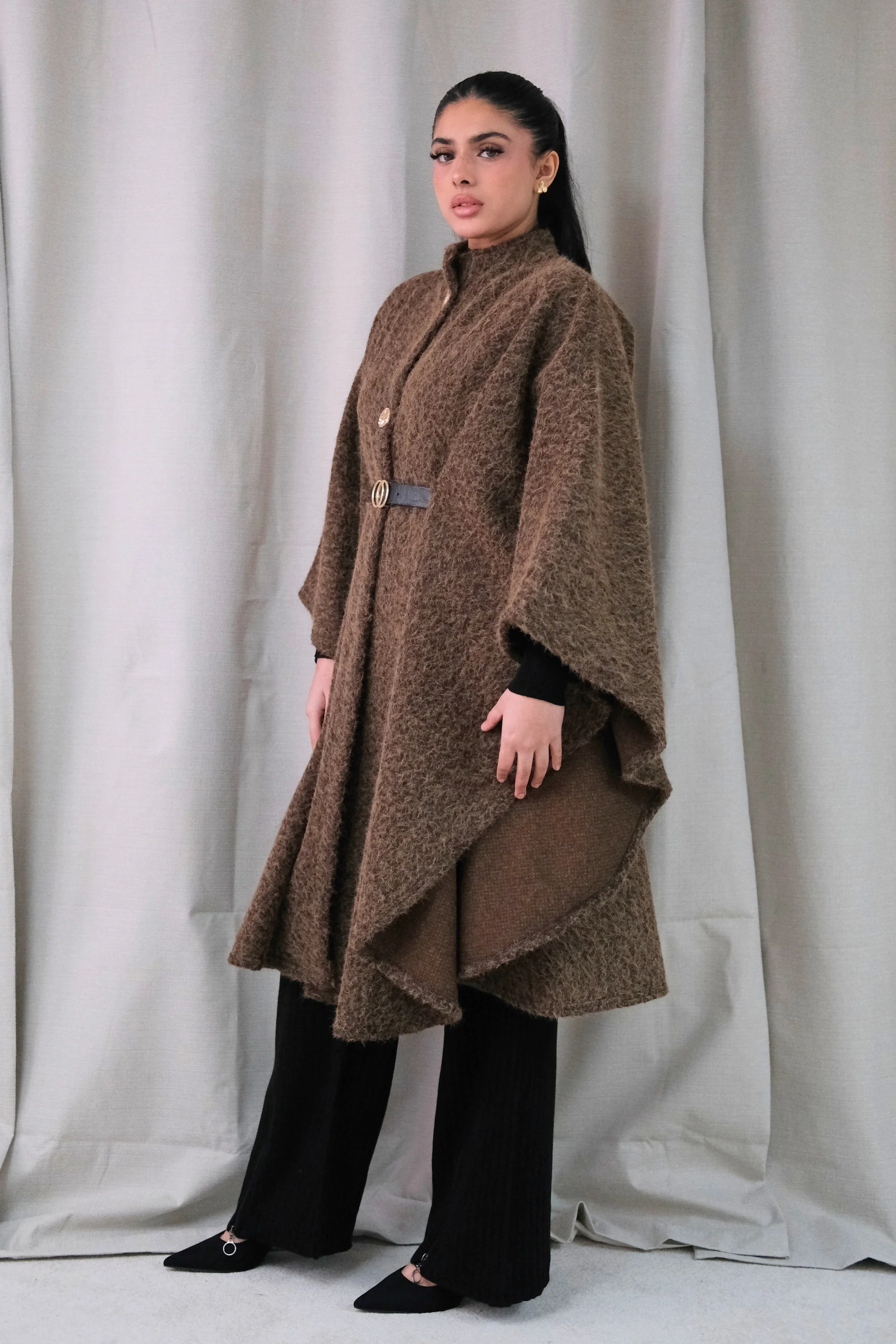 The Alara Brown Belted Cape - Image 3