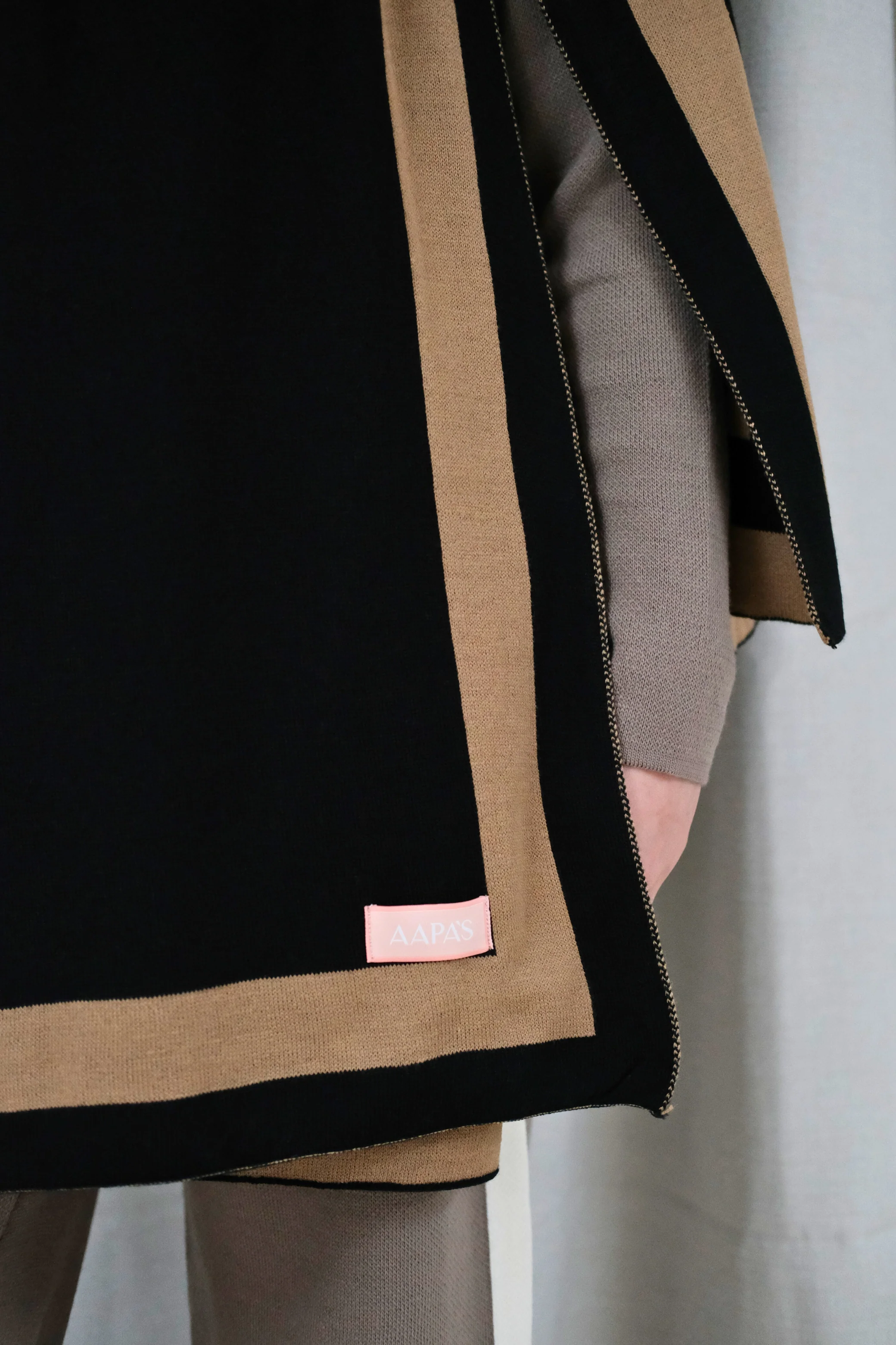 Knitted Draped Black Shawl - Image 5