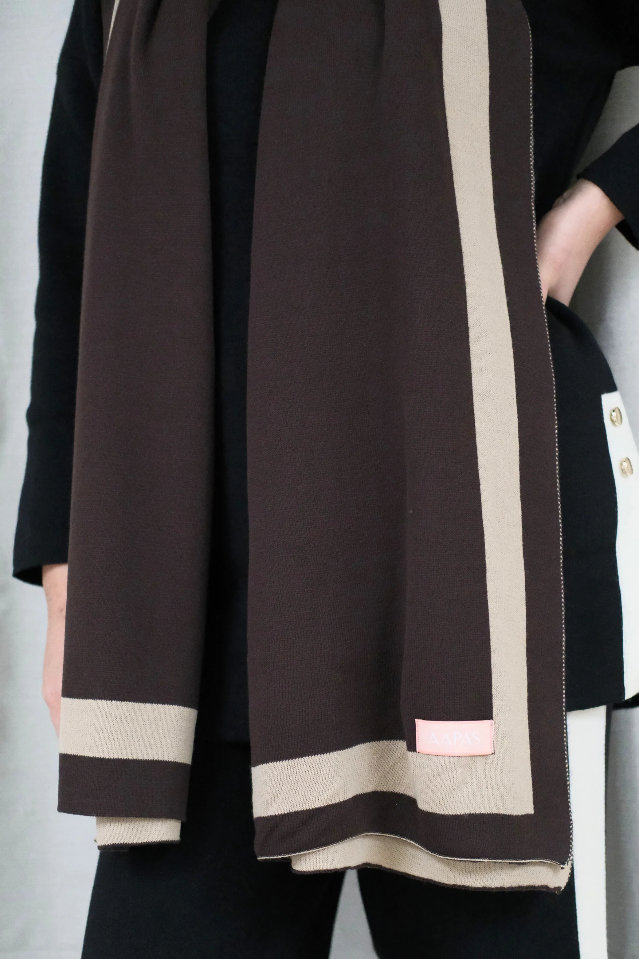 Knitted Draped Walnut Shawl - Image 3