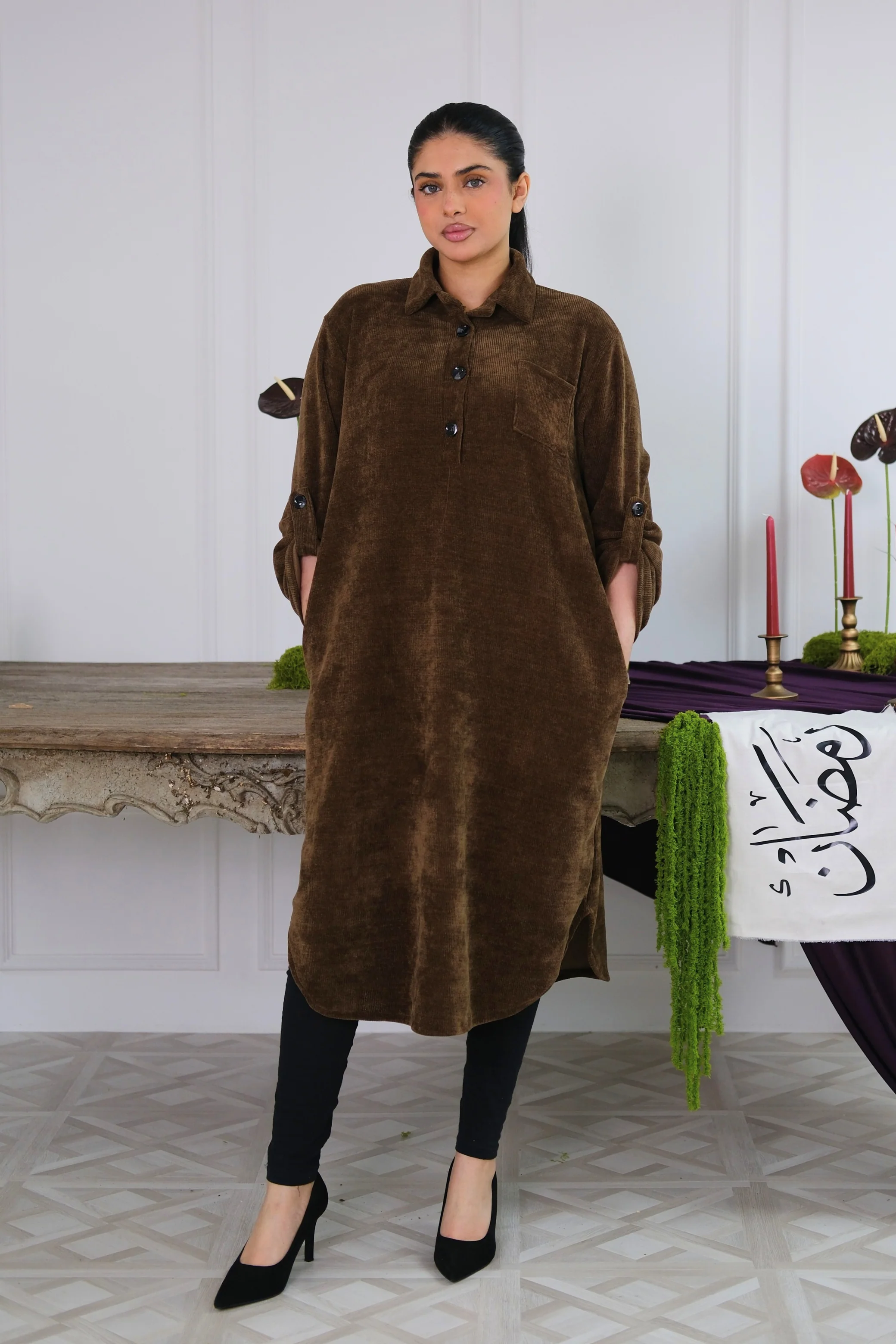 Soft Cord Brown Midi