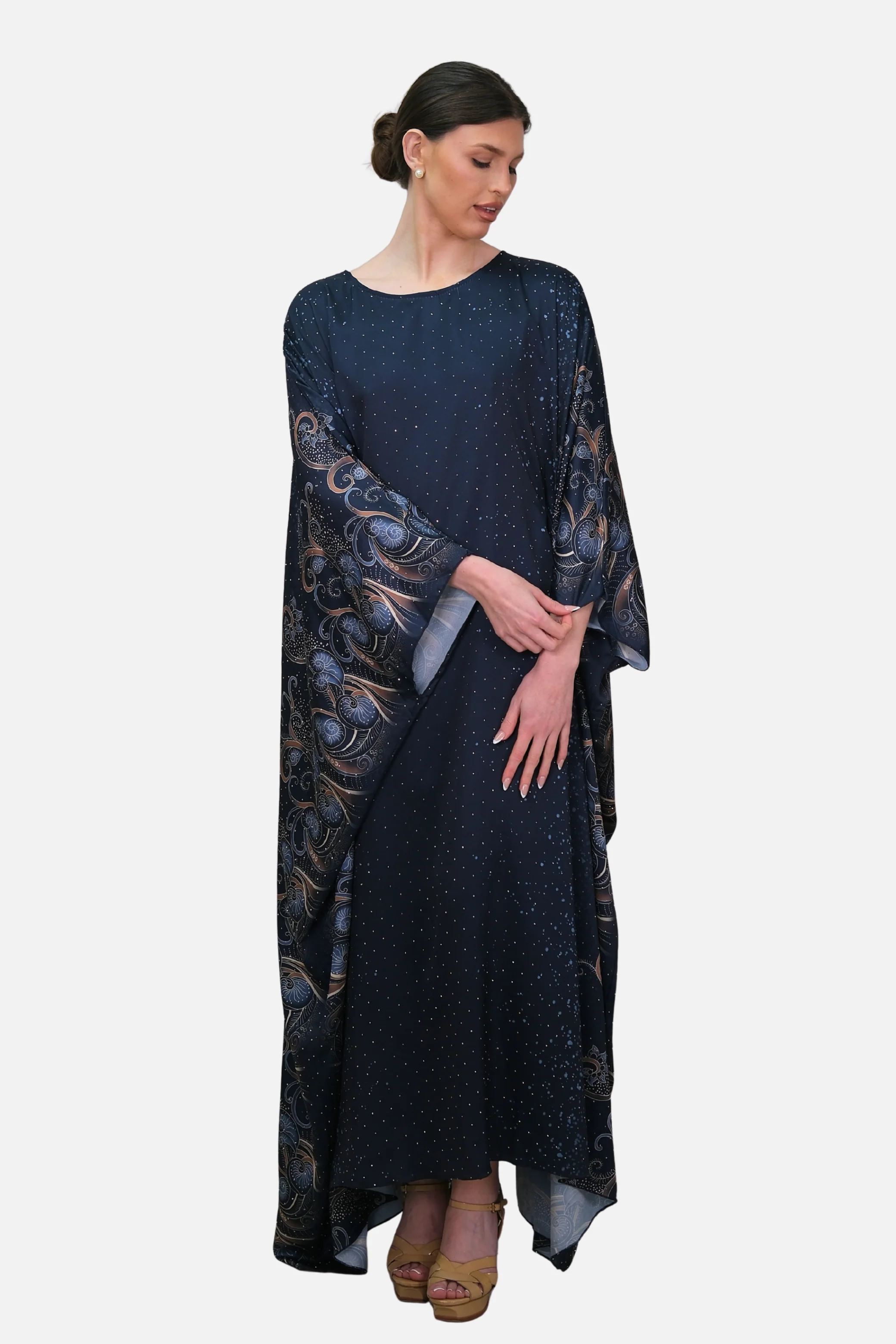 Raya Navy Printed Kaftan - Image 3