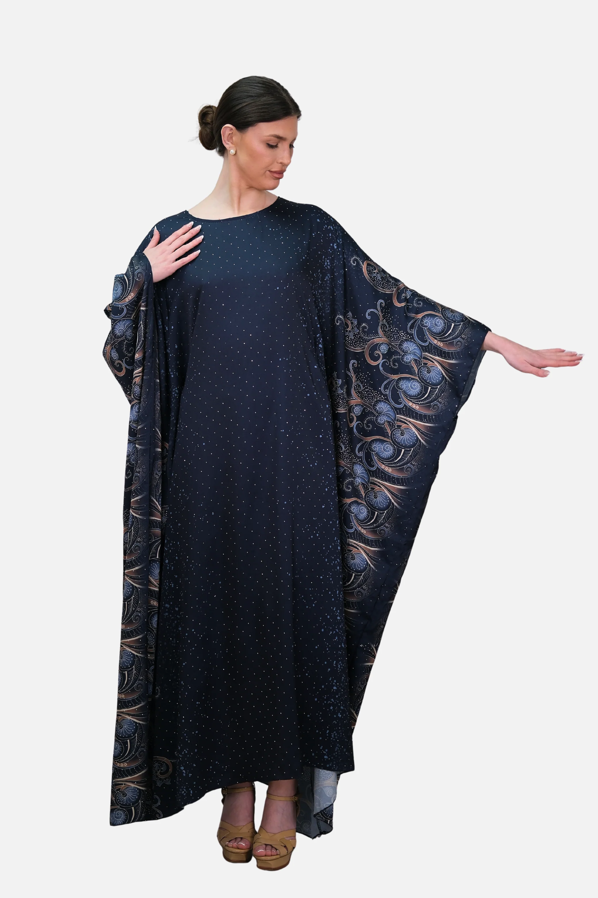 Raya Navy Printed Kaftan - Image 4