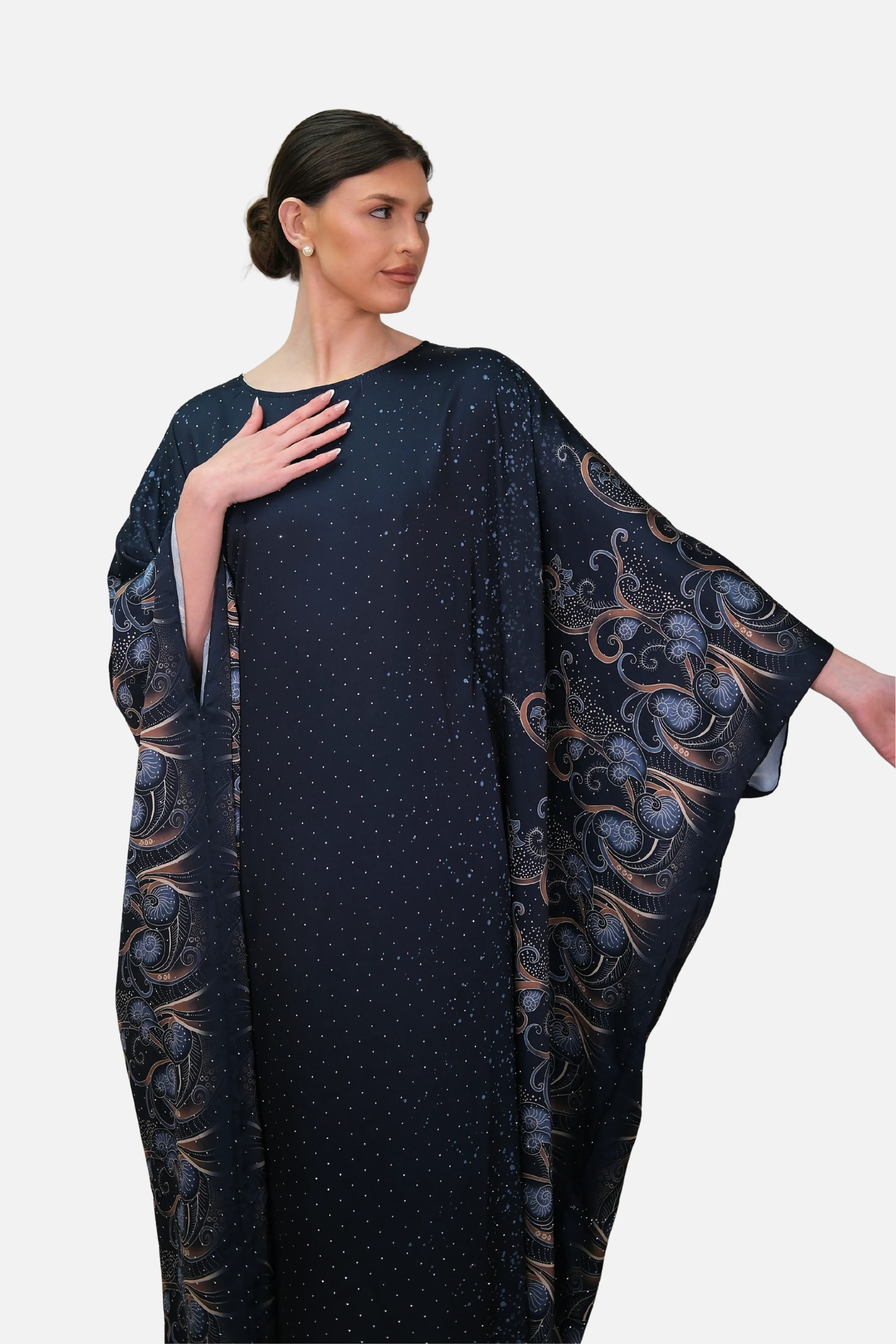 Raya Navy Printed Kaftan - Image 5