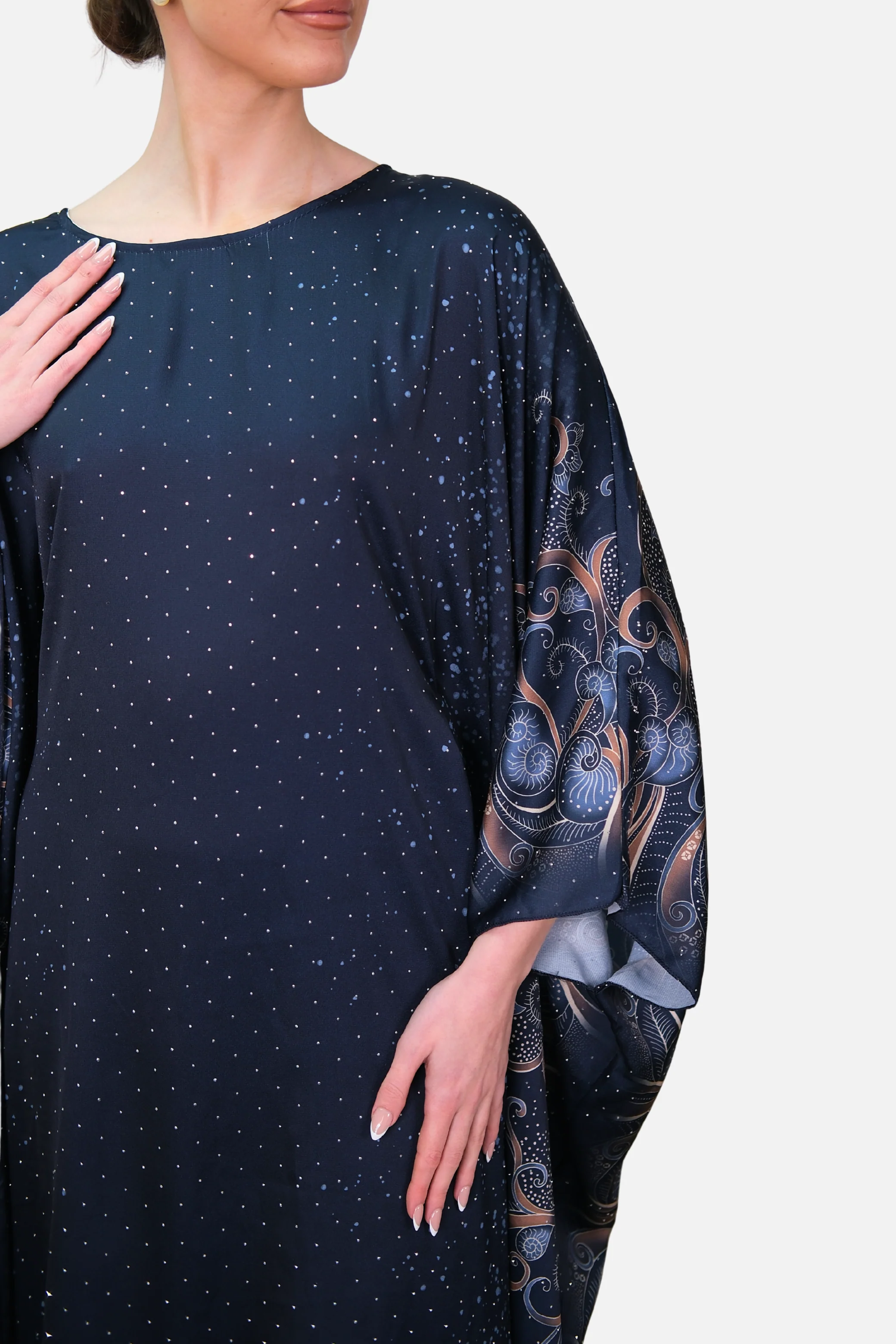 Raya Navy Printed Kaftan - Image 6