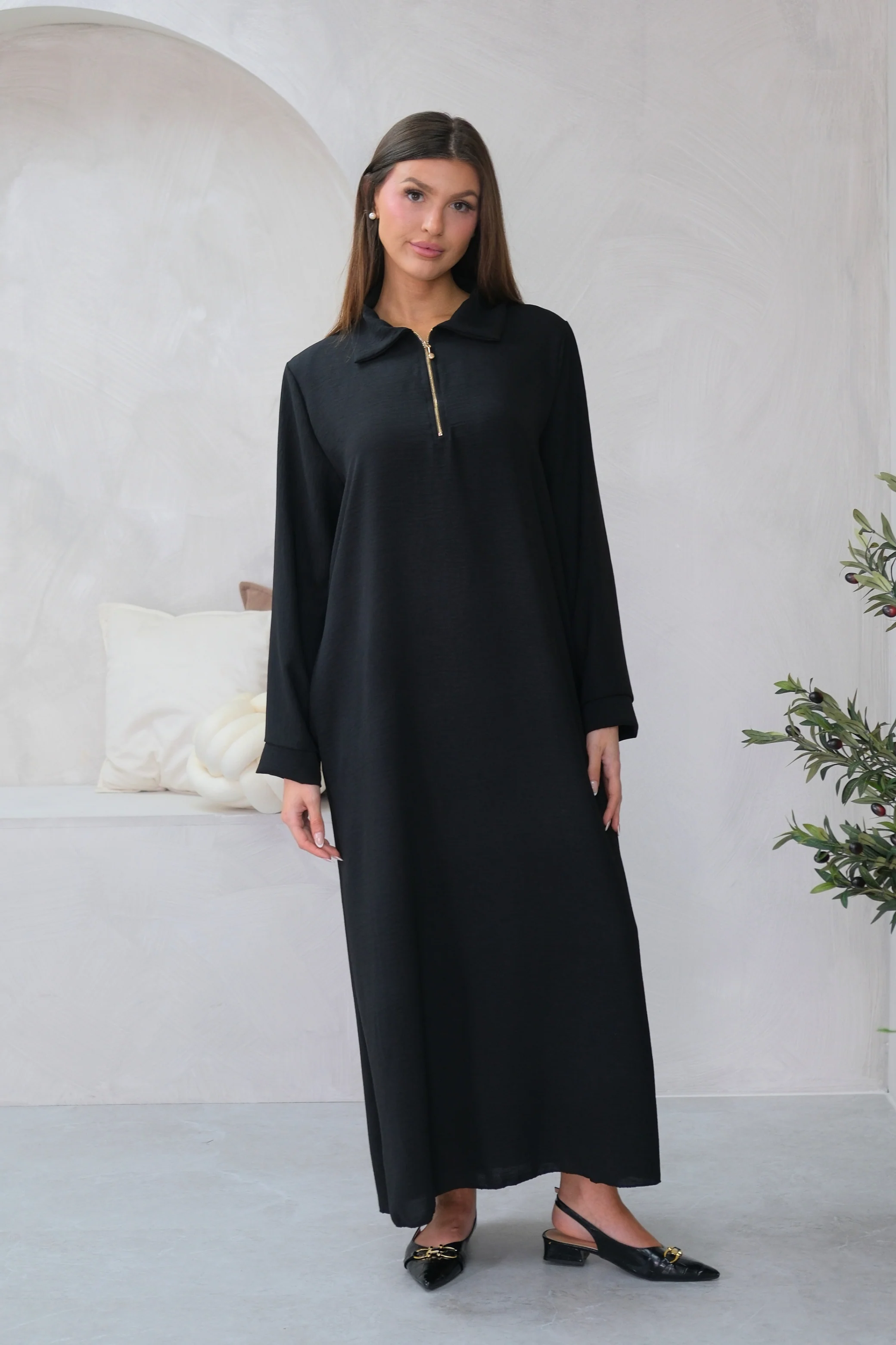Aura Zip Black Dress - Image 3