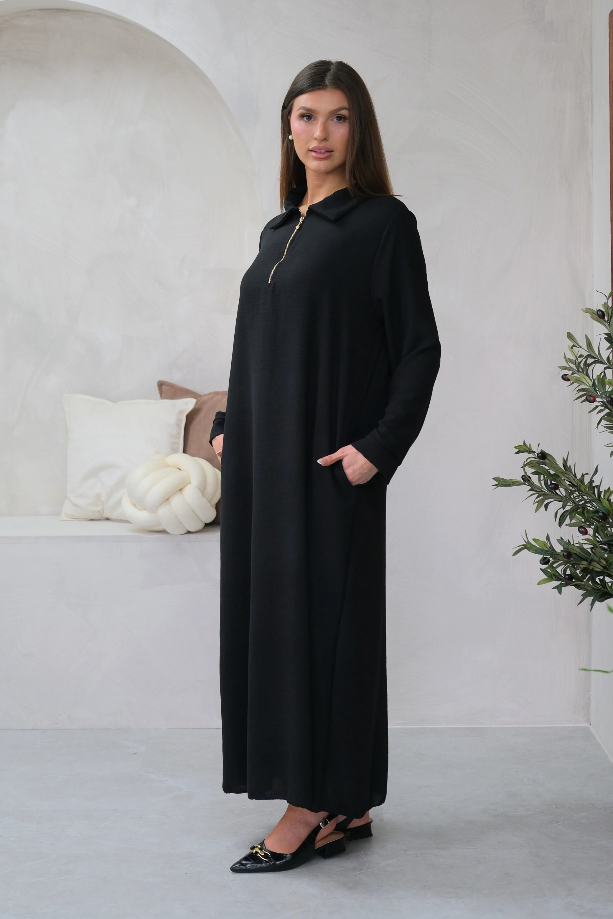 Aura Zip Black Dress - Image 4