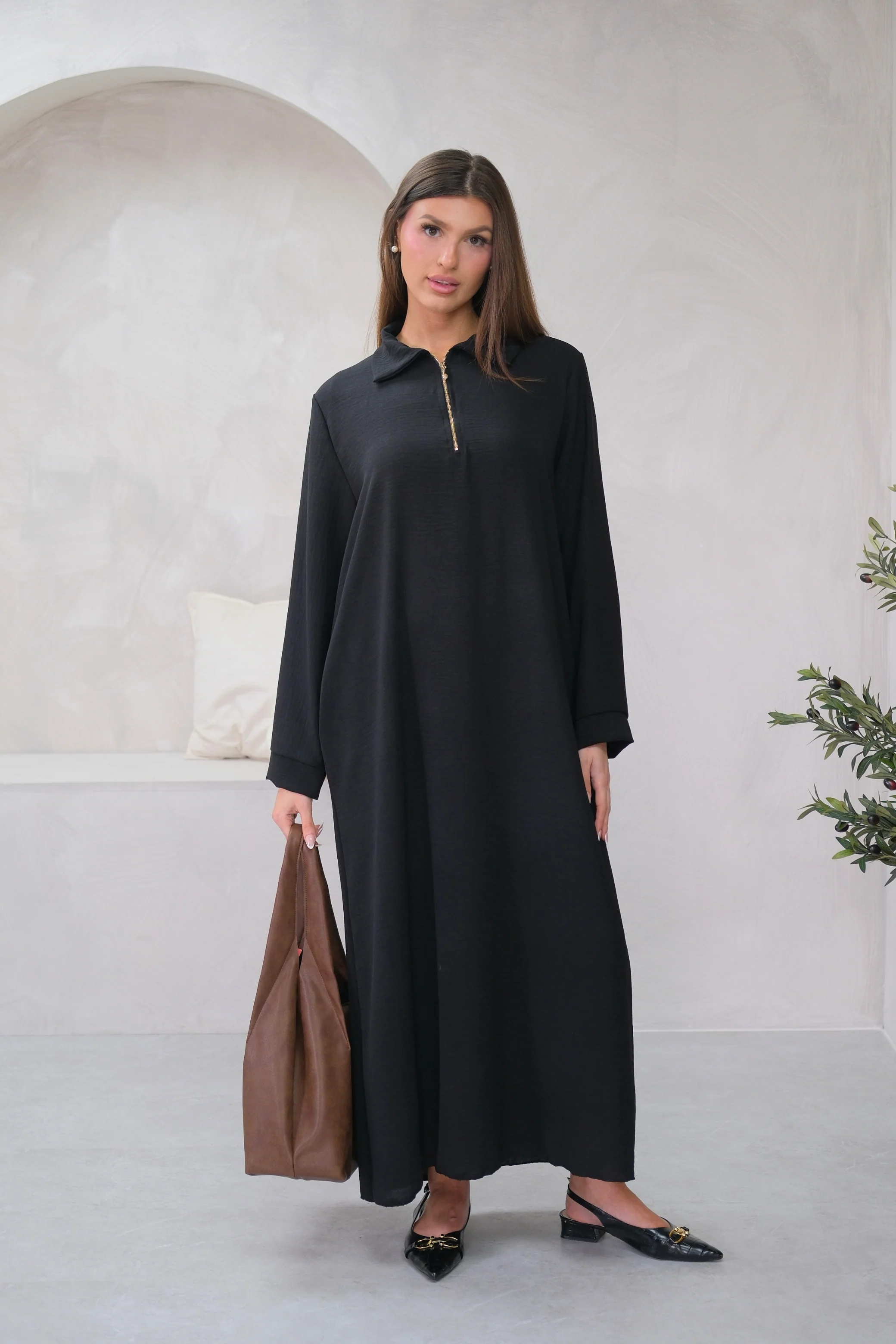 Aura Zip Black Dress - Image 7