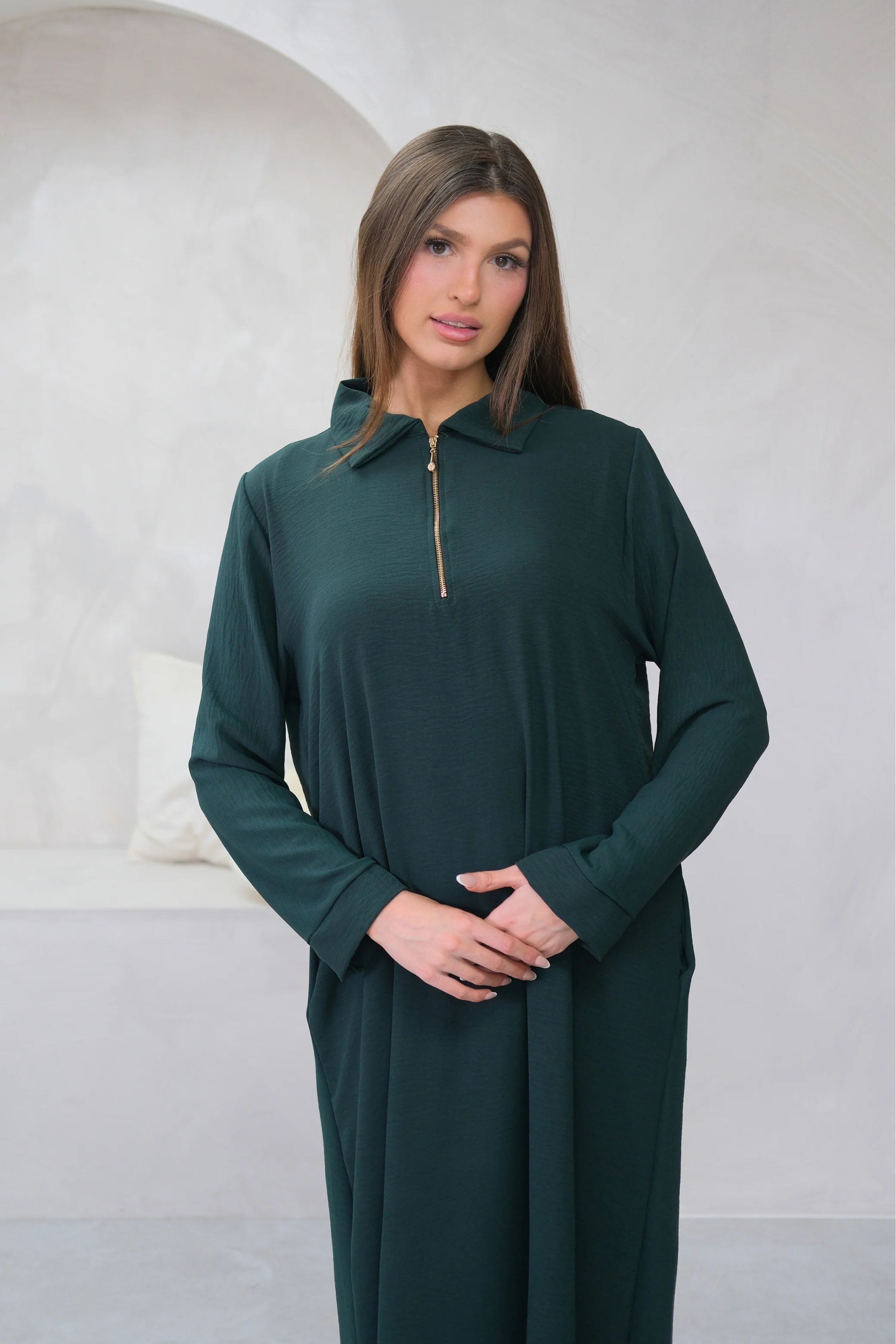Aura Zip Green Dress - Image 2