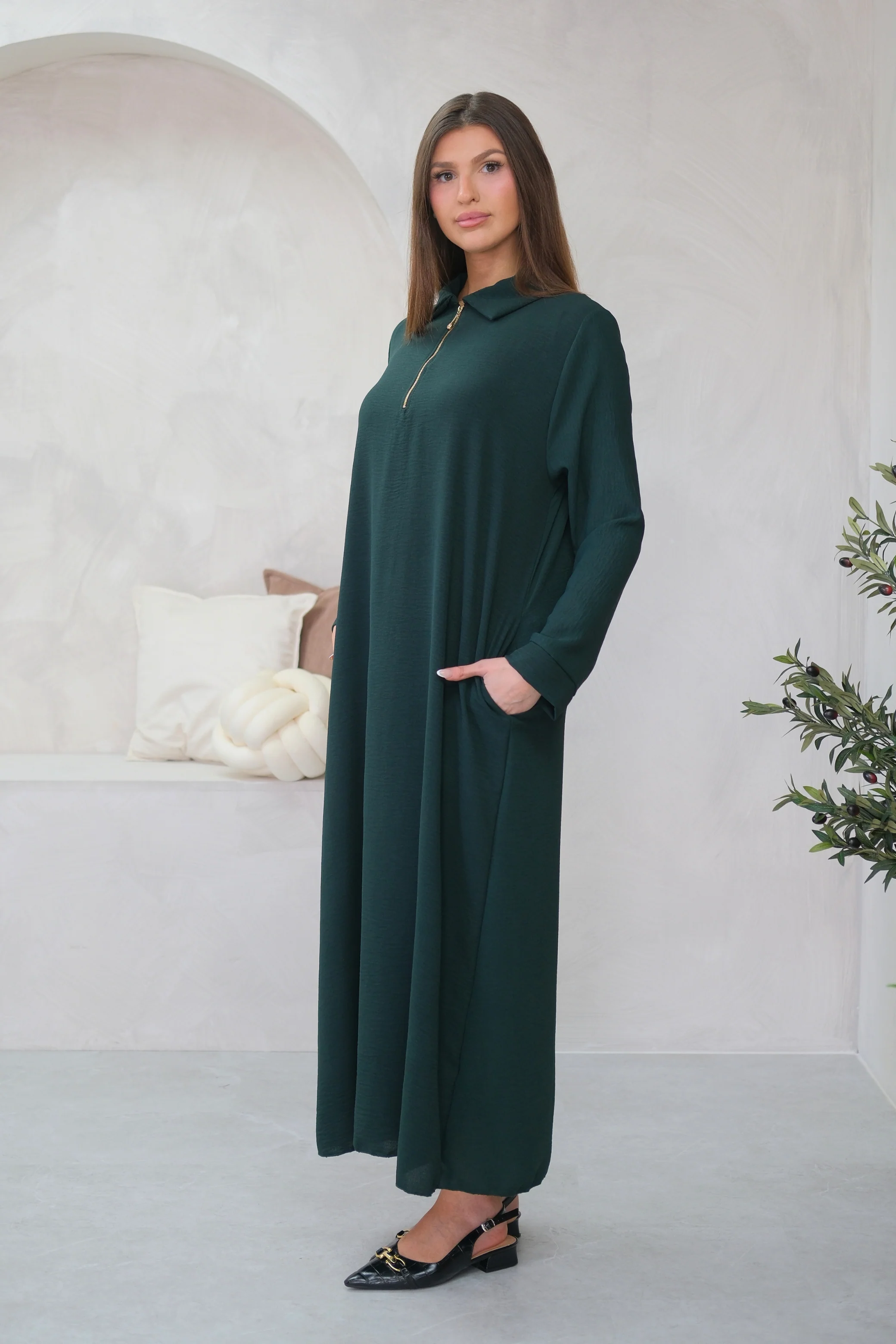 Aura Zip Green Dress - Image 3