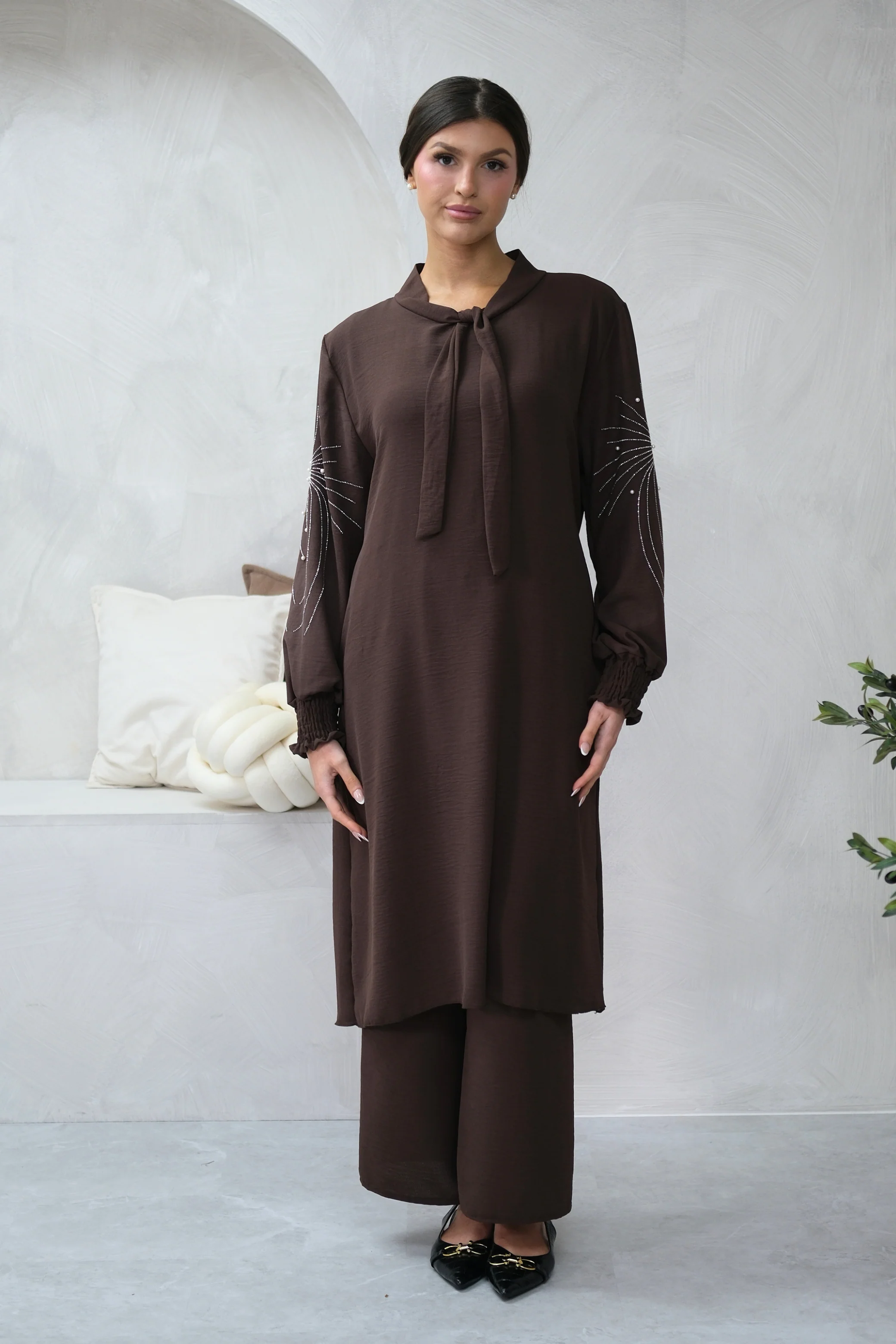 Elan Embellished Brown Co-ord