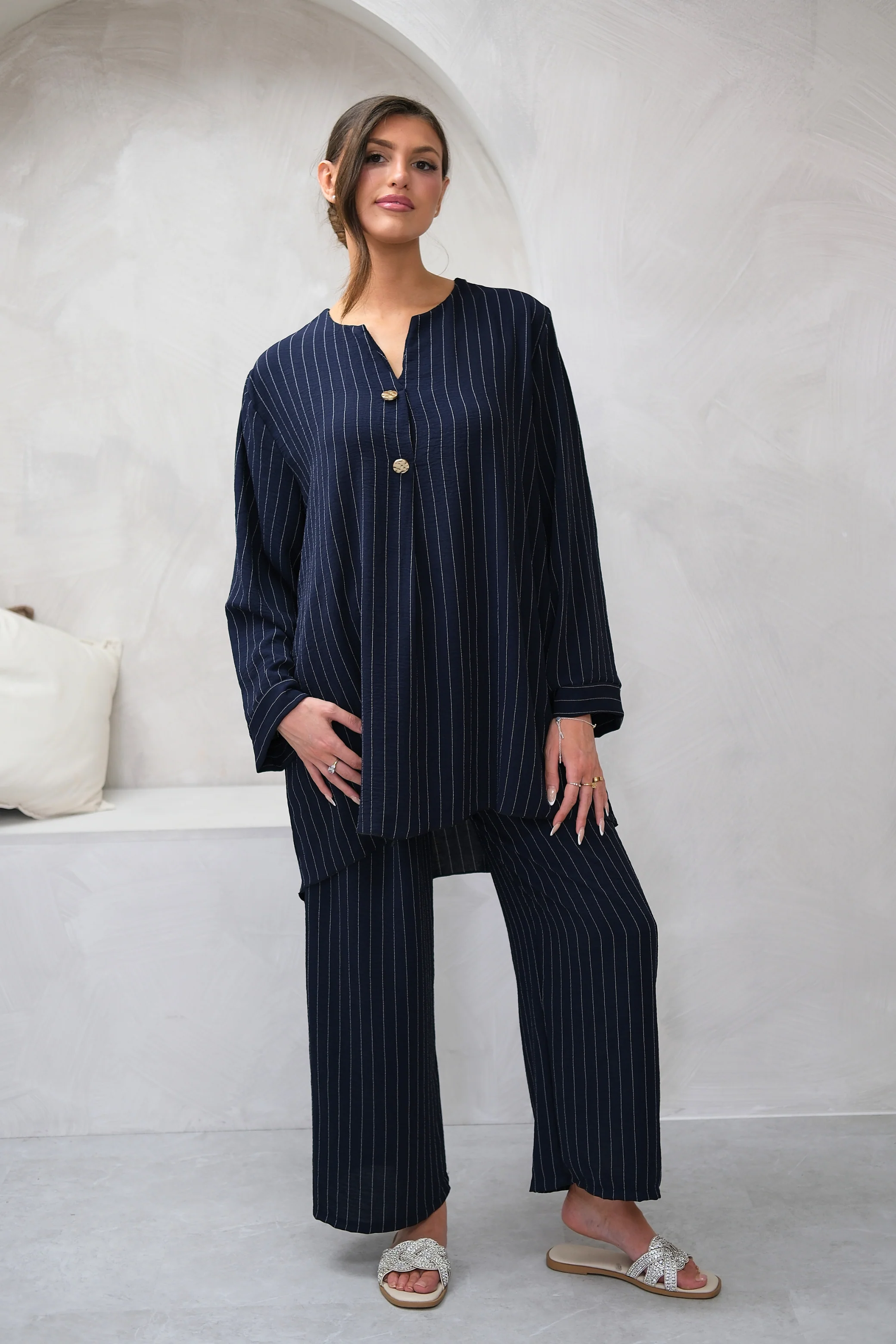 Dark Navy Pinstripe Co-Ord