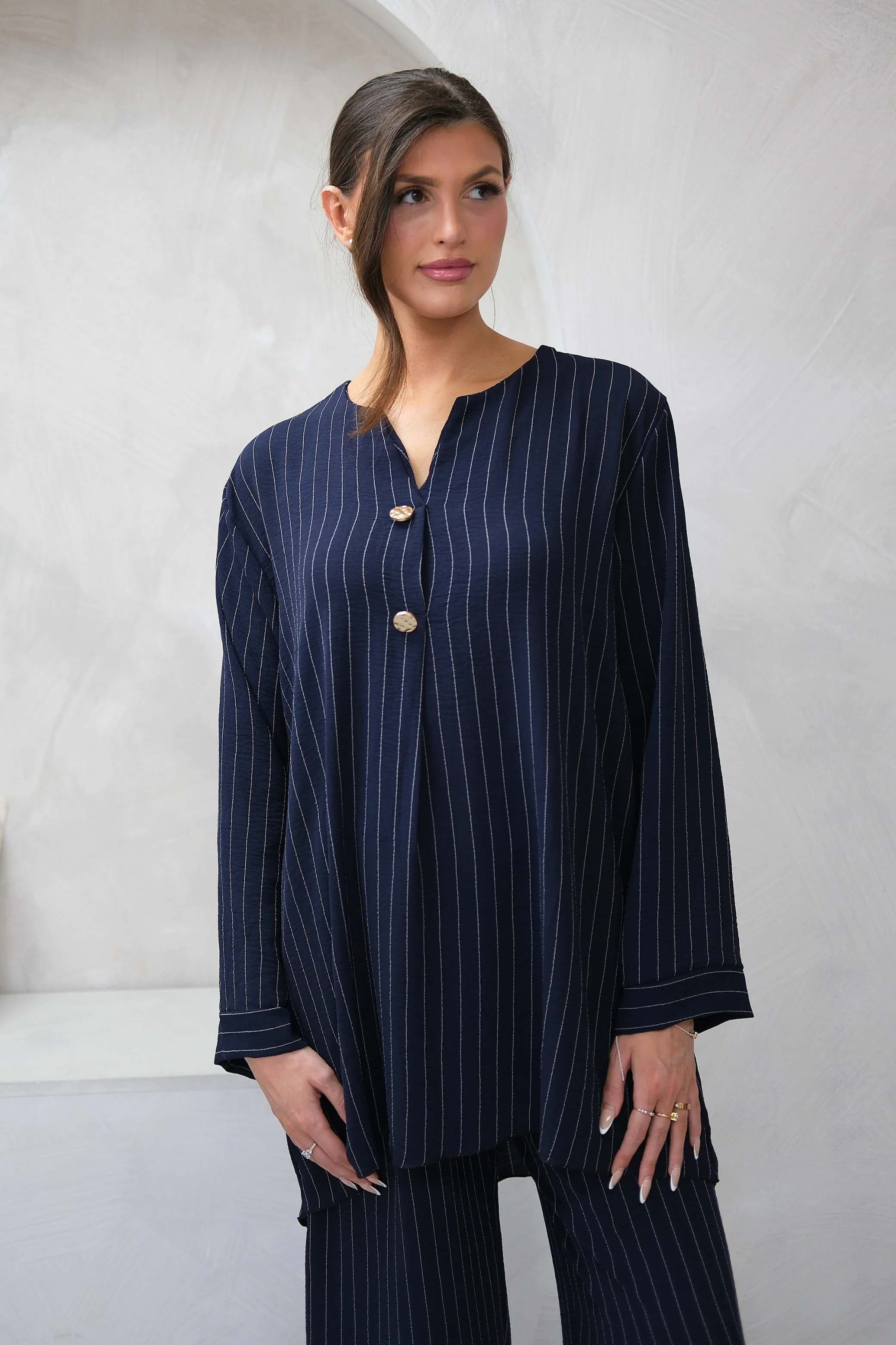 Dark Navy Pinstripe Co-Ord - Image 2