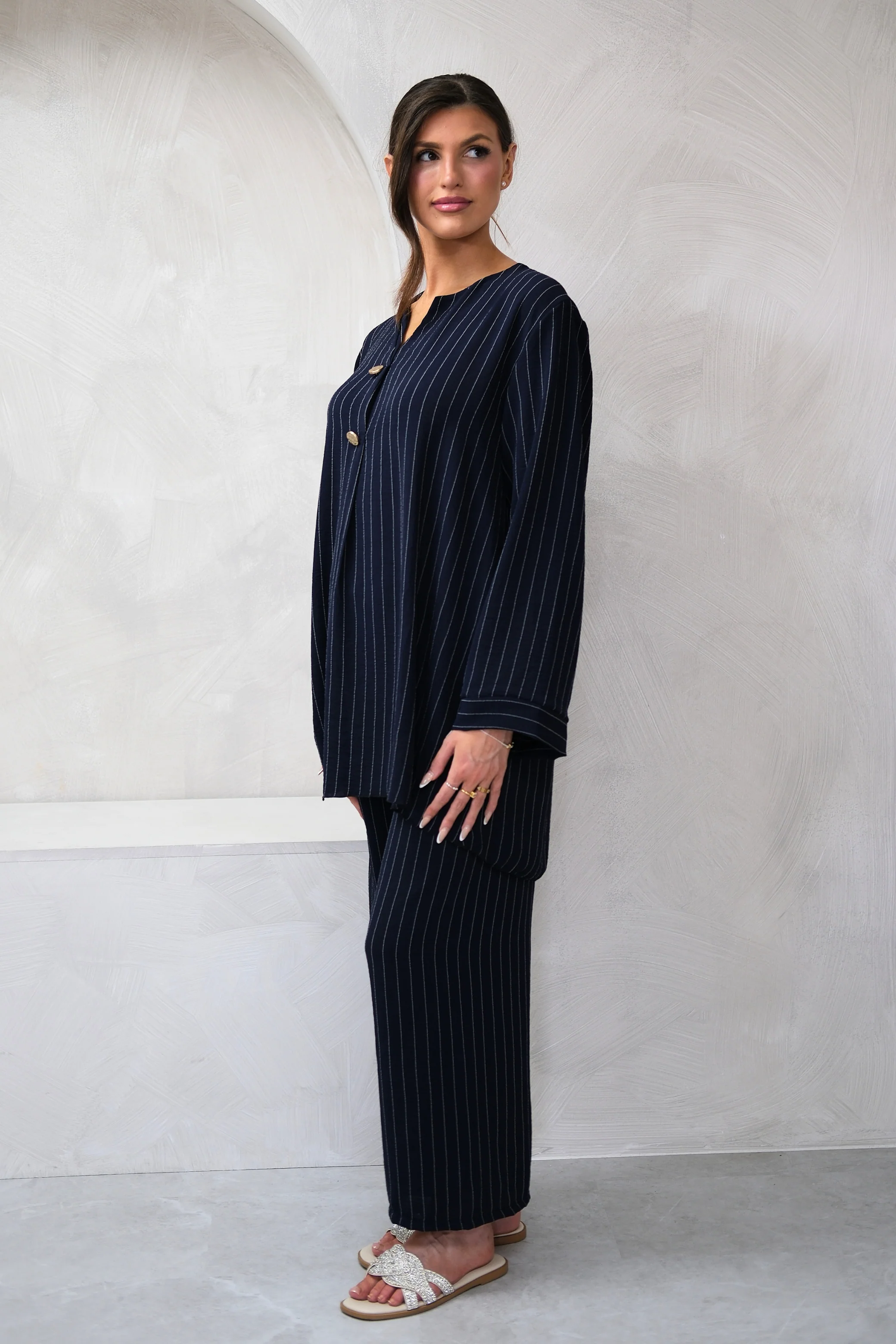 Dark Navy Pinstripe Co-Ord - Image 4