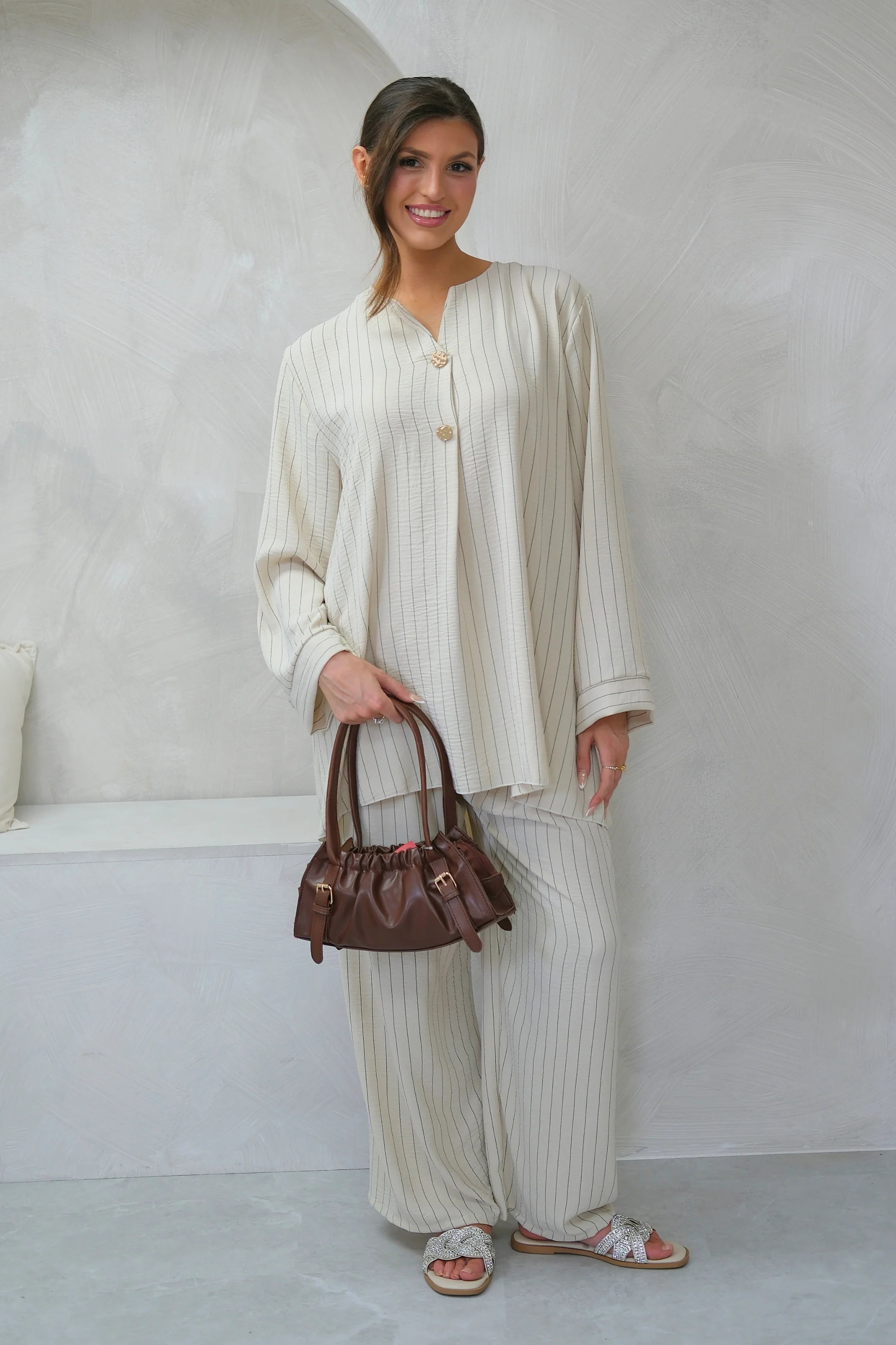 Stone Pinstripe Co-Ord