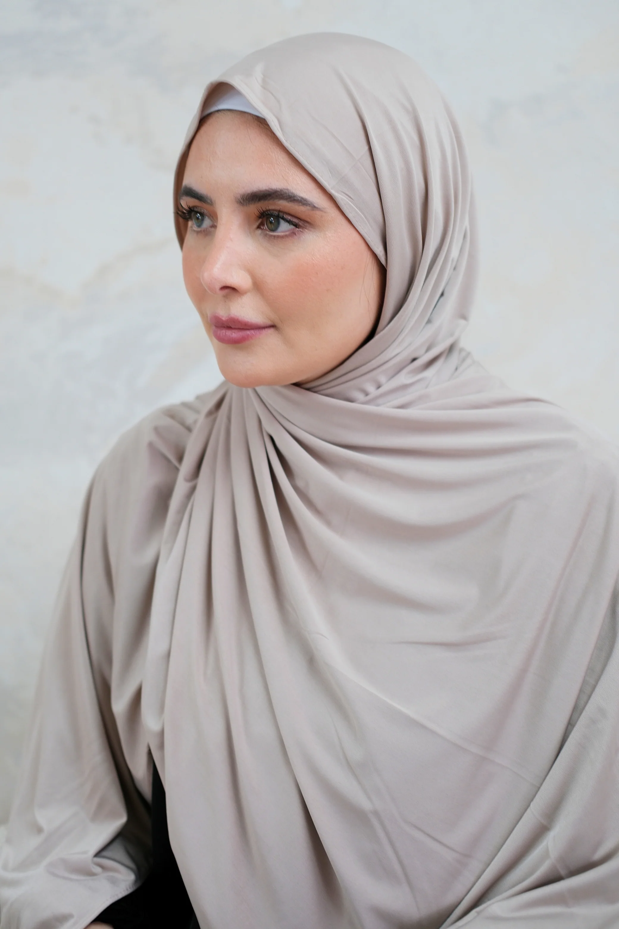 Taupe Fluid Jersey Hijab - Image 3