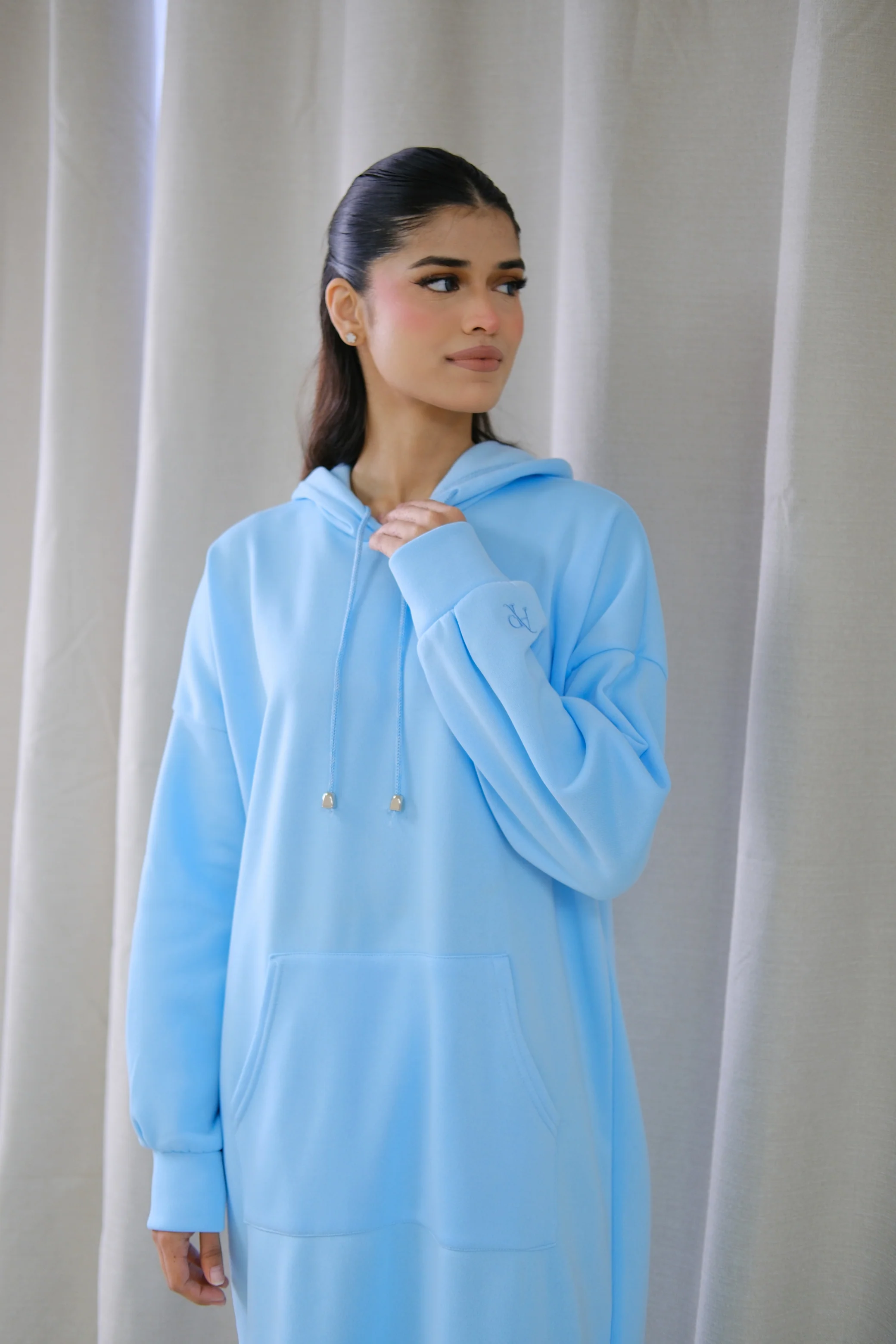 Signature Sky Blue Hoodie Dress - Image 6