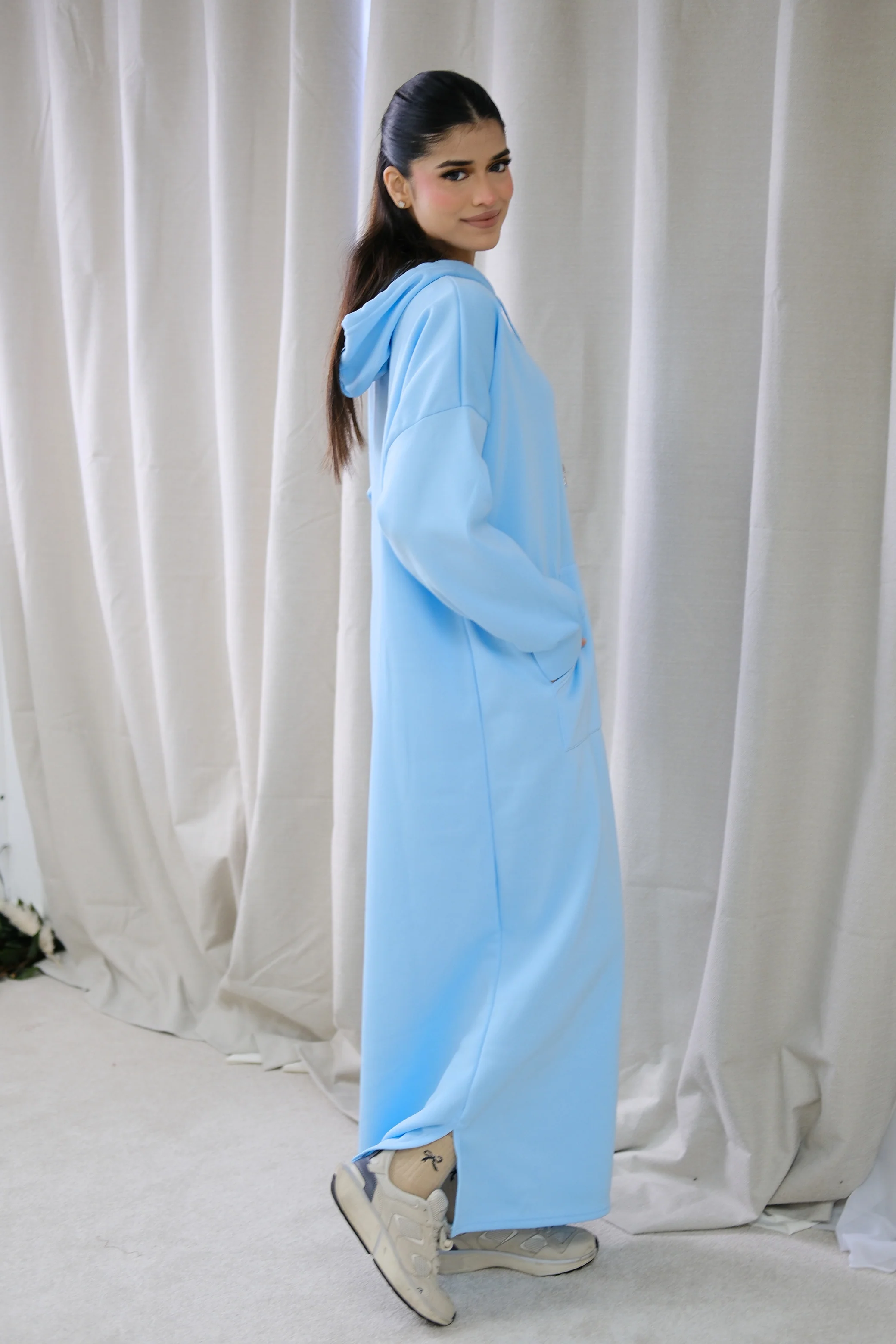 Signature Sky Blue Hoodie Dress - Image 7