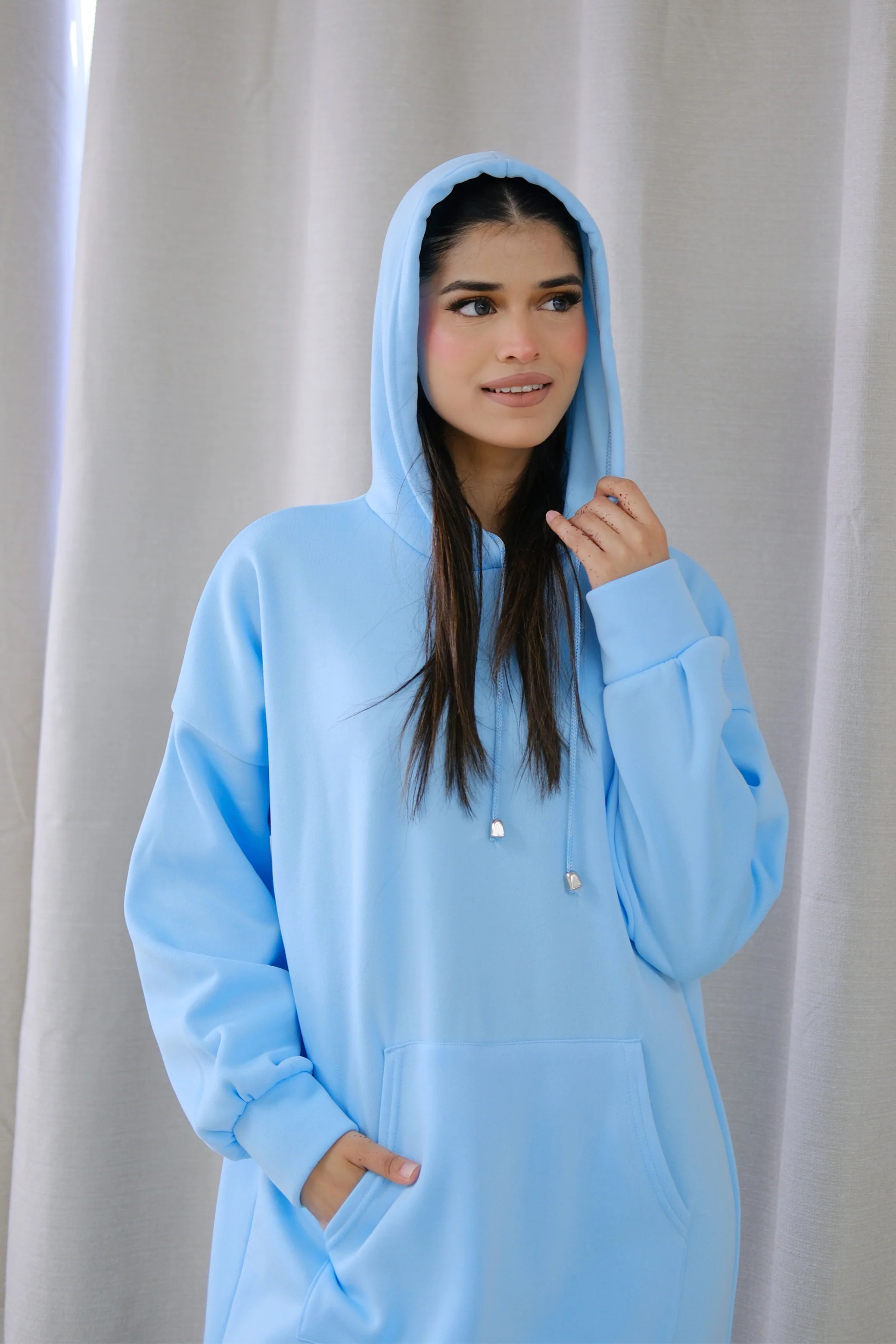 Signature Sky Blue Hoodie Dress - Image 8