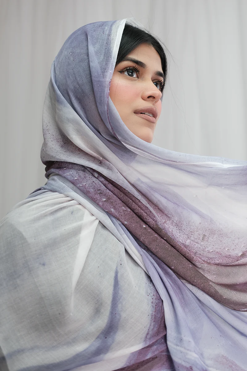 Watercolour Lilac Printed Hijab - Image 3